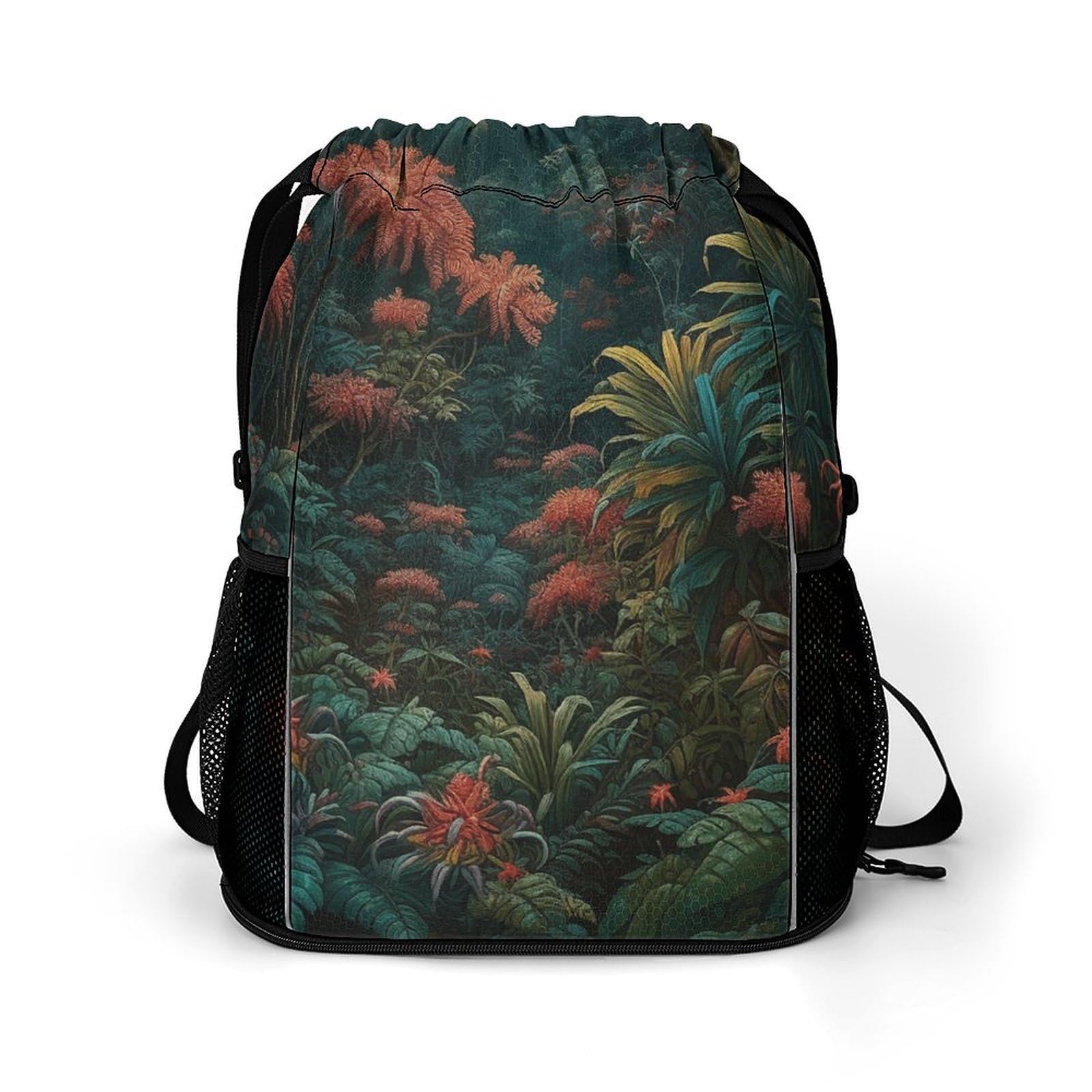 Mochila con cordón de estilo botánico para gimnasio y senderismo 8