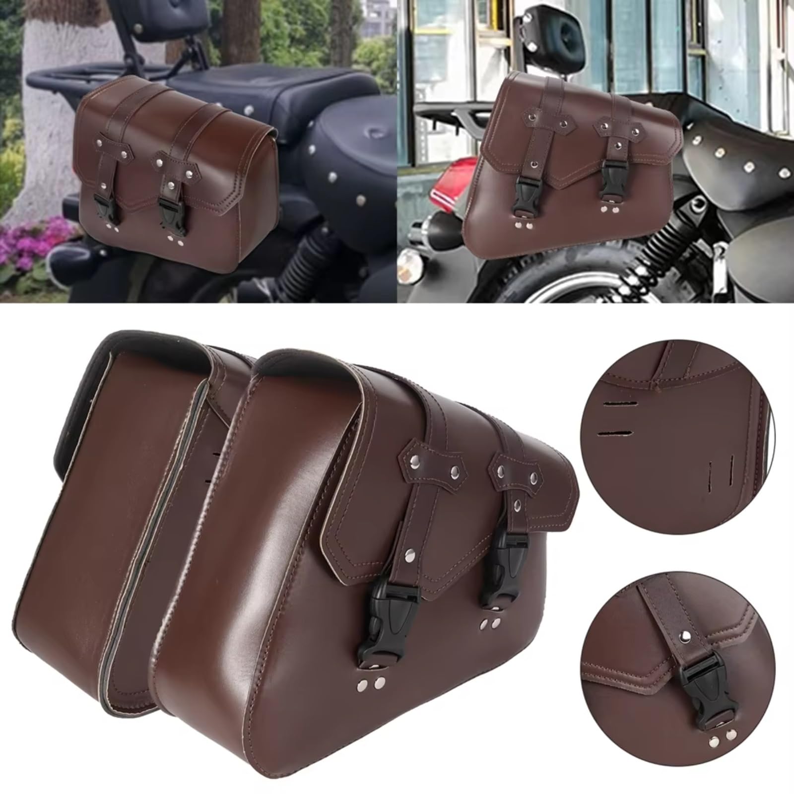 Borse Da Sella Universali Moto Borsa Attrezzi In PU Con Portabottiglie Bagagli Parti Stoccaggio Impermeabili Accessori Ricambio Sacche Moto