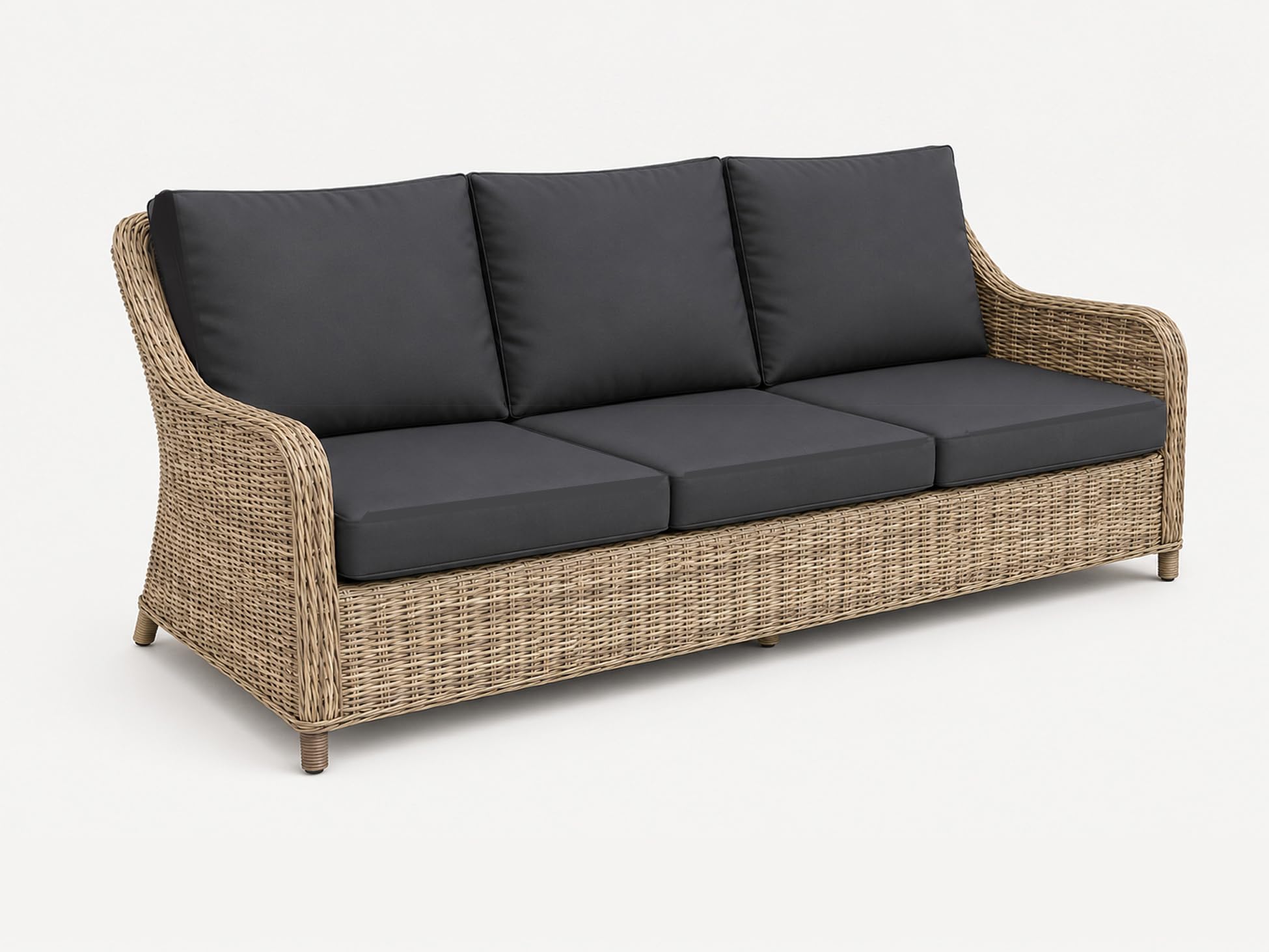 Loungekissen Set für Polyrattan Sofa 2-3Sitzer (Anthrazit Set: 56x52+56x45) | Outdoor Sitzkissen für Gartensofa, abnehmbarer Bezug, waschbar Rattanmöbel