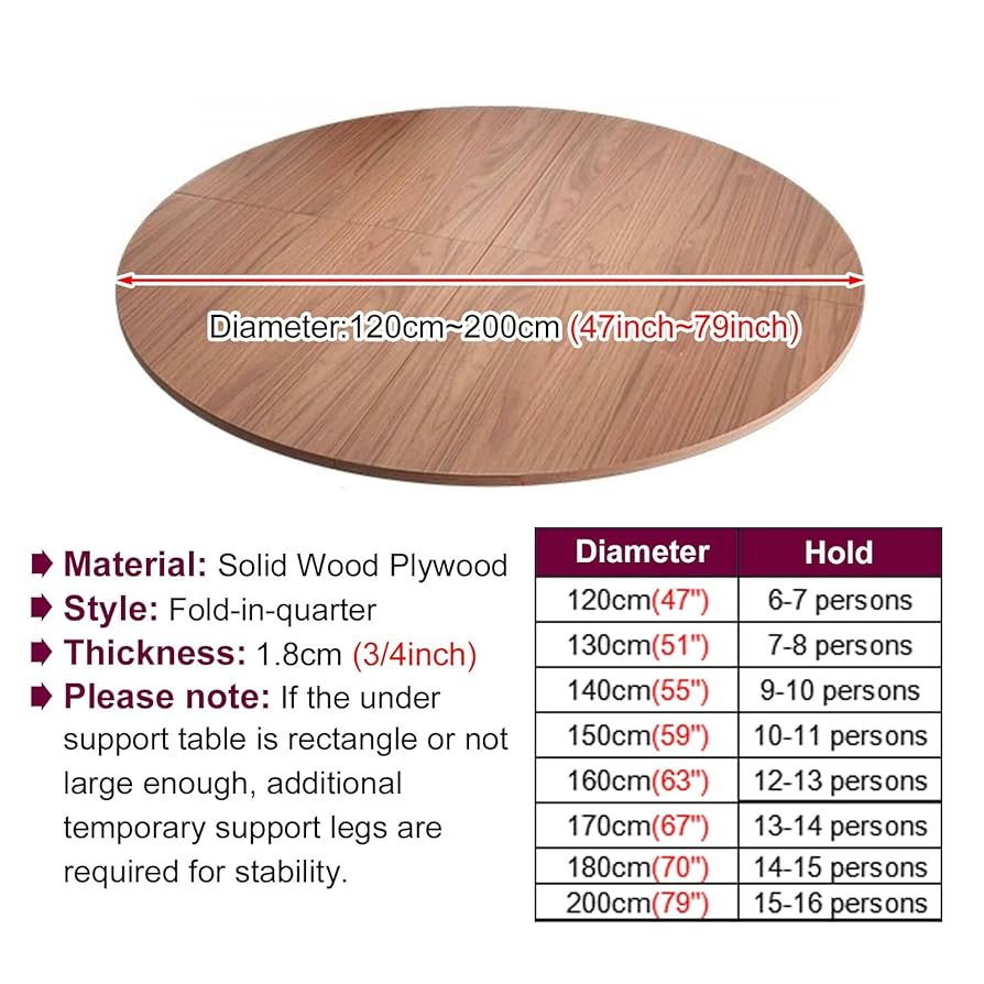 Amazon｜テーブル 天板 丸 四つ折りの円形テーブルトップ、脚