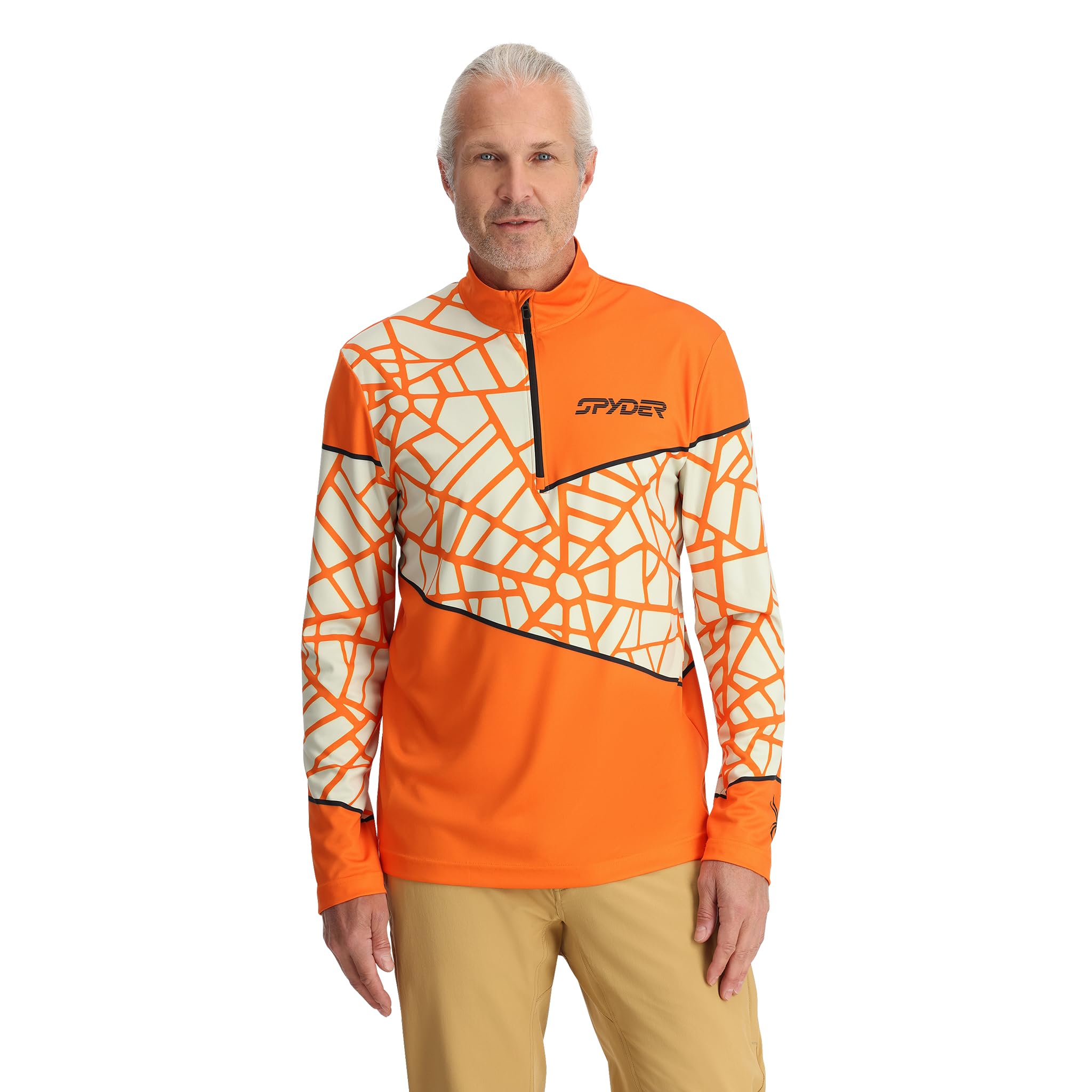 Spyder Men's Standard Vital 1/2 Zip, Orange Shock