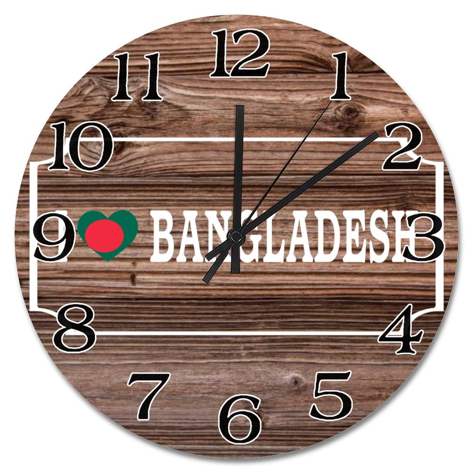 Horloge murale drapeau Bangladesh de 30 cm silencieuse pour chambre