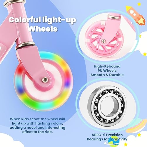 Miniatura 4 de TENBOOM Juguetes de scooter para niños de 6 a 12 años, 3 a 5 años, regalos de cumpleaños de Navidad para niñas y niños, patinete plegable fácil con