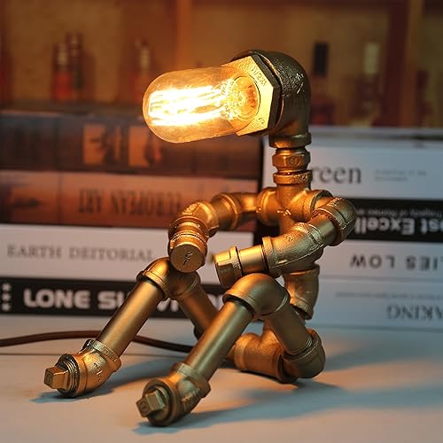Steampunk Table lamp dimmable,Edison Light, Industrial Retro Desk lamp Unique