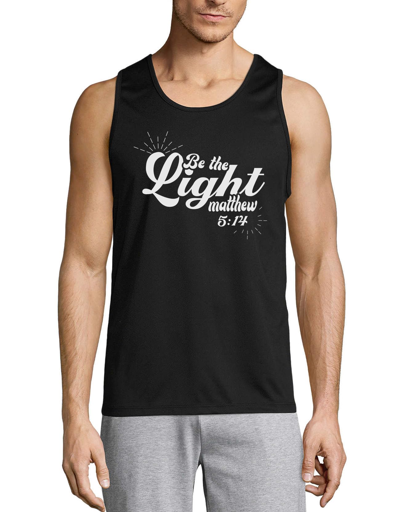 Camiseta sin mangas Matthew 5 14 de algodón negro para hombre 3