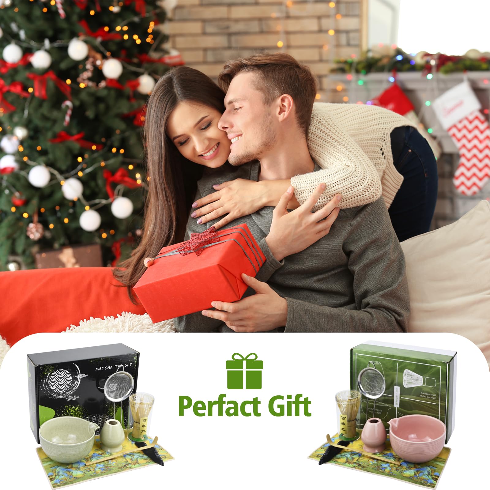 Zestaw do herbaty matcha, 7 sztuk, z sitkiem filtrującym matcha, miotłą do matchy, miseczką do matchy, łyżką matchą, podkładką na ręcznik do herbaty, zestaw upominkowy do tradycyjnego