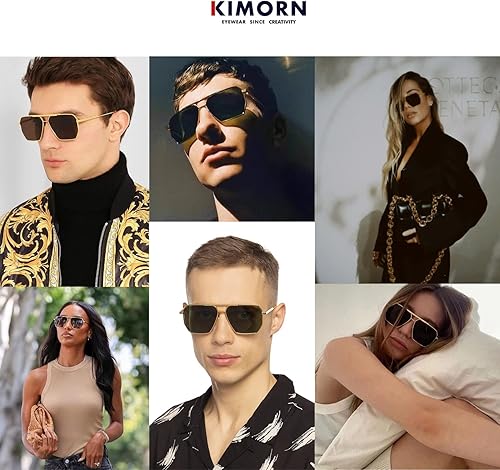 Miniatura 3 de kimorn Gafas de sol polarizadas para mujer y hombre, retro, de gran tamaño, cuadradas, vintage, clásicas, grandes, de metal, K1221