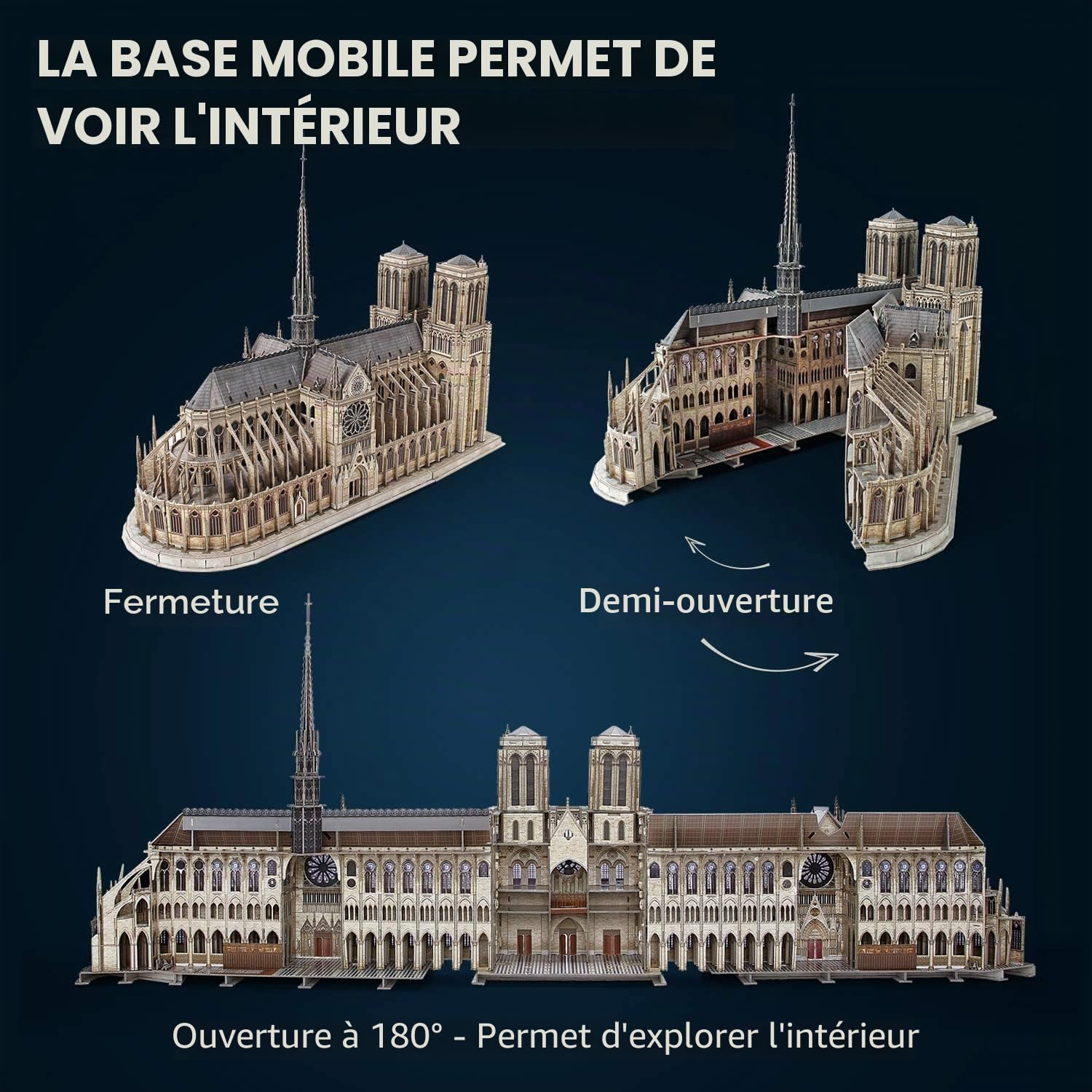 CubicFun Puzzle 3D de Construction France - Notre-Dame de Paris (Grand) Kits de Modèle Architectural de l'église Gothique, 293 Pièces