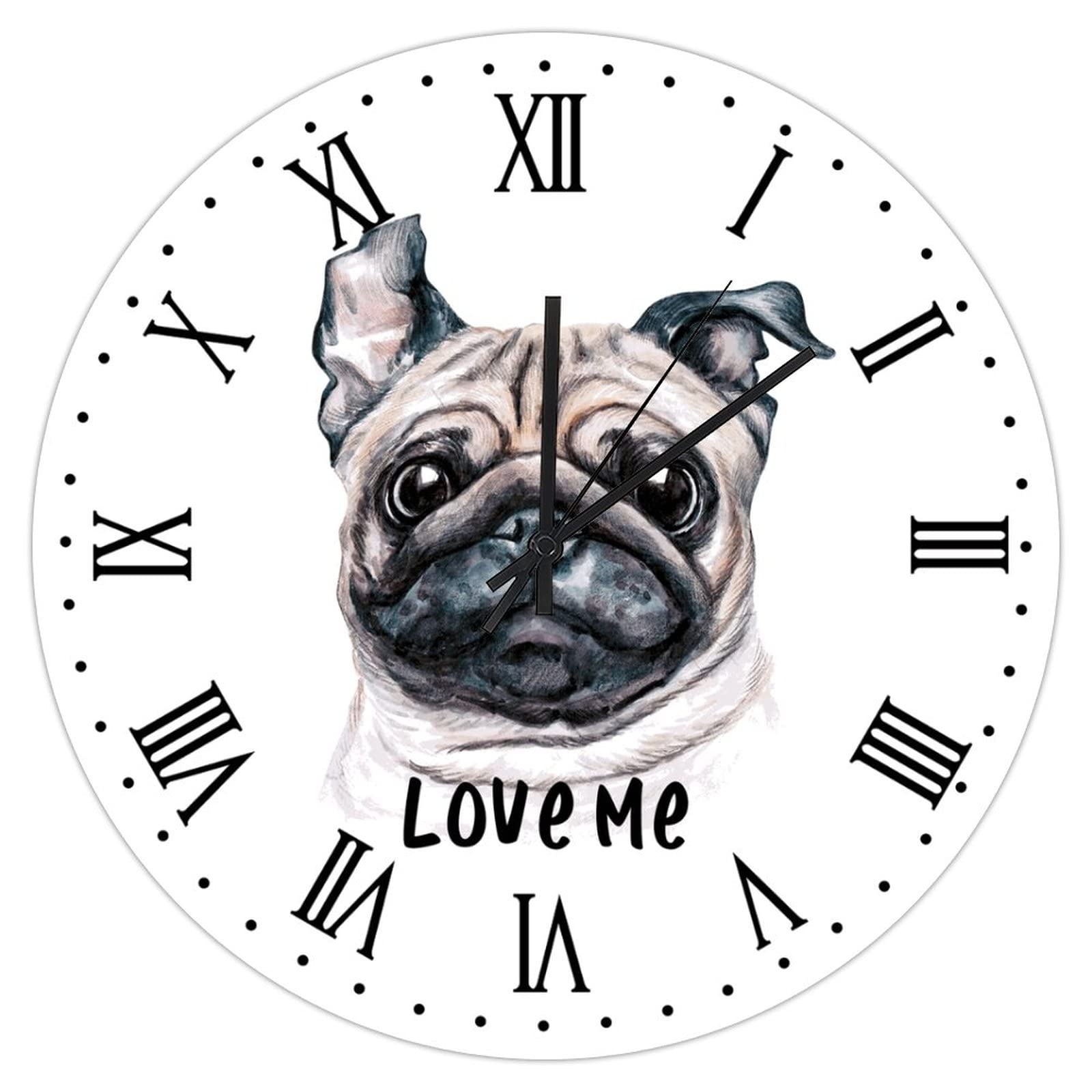 Horloge murale carlin silencieuse pour chambre et salle de bain en bois véritable Love Me