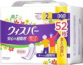 [Large Capacity] Whisper Safe Super Absorbent, 10.1 fl oz (300 cc), 52 Sheets (Urine Leak Pad, Urine Removal Pad for Women) (For Families)