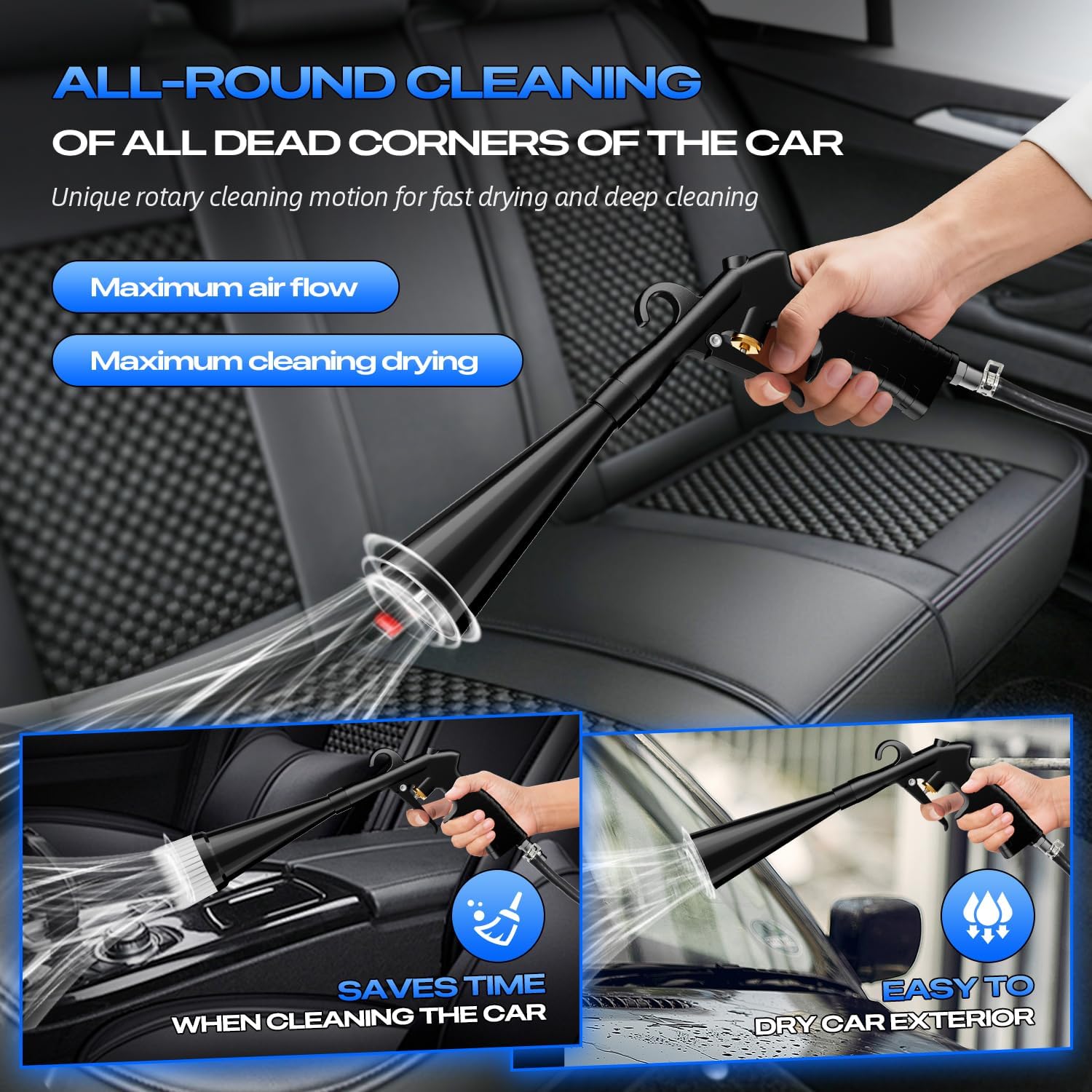 Detailing Car Cleaning Gun Interior Dryer Air Blow Gun, High Pressure Blower Gun, Car Detailing Tools for Quickly Blowing Out Dirt and DustWorking with Air