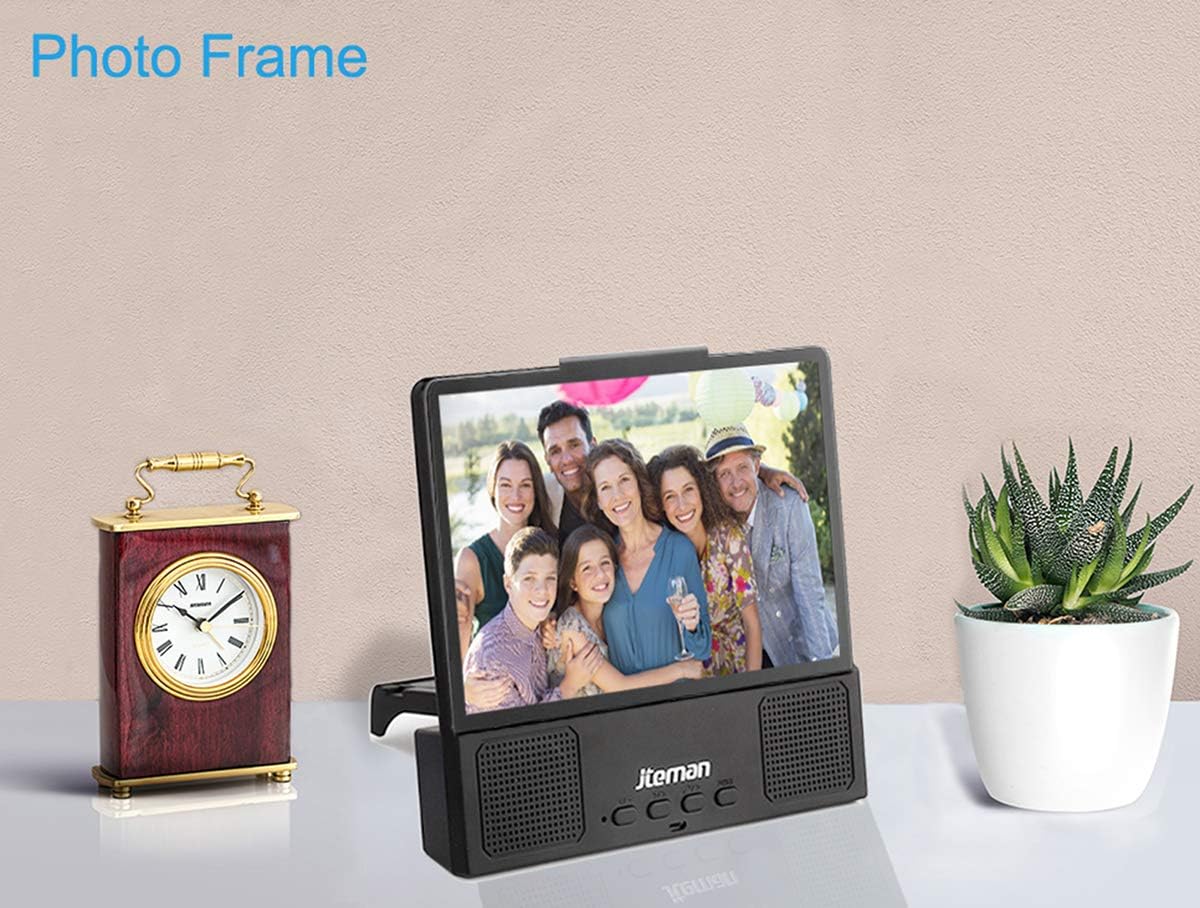 Jteman 5-in-1 Bluetooth Spearker 3D HD Mobile Phone Screen Magnifier Amplifier Movie Video Cell Phone Enlarger Screen Phone Projector for All Samrtphones Android and Phone(Black)