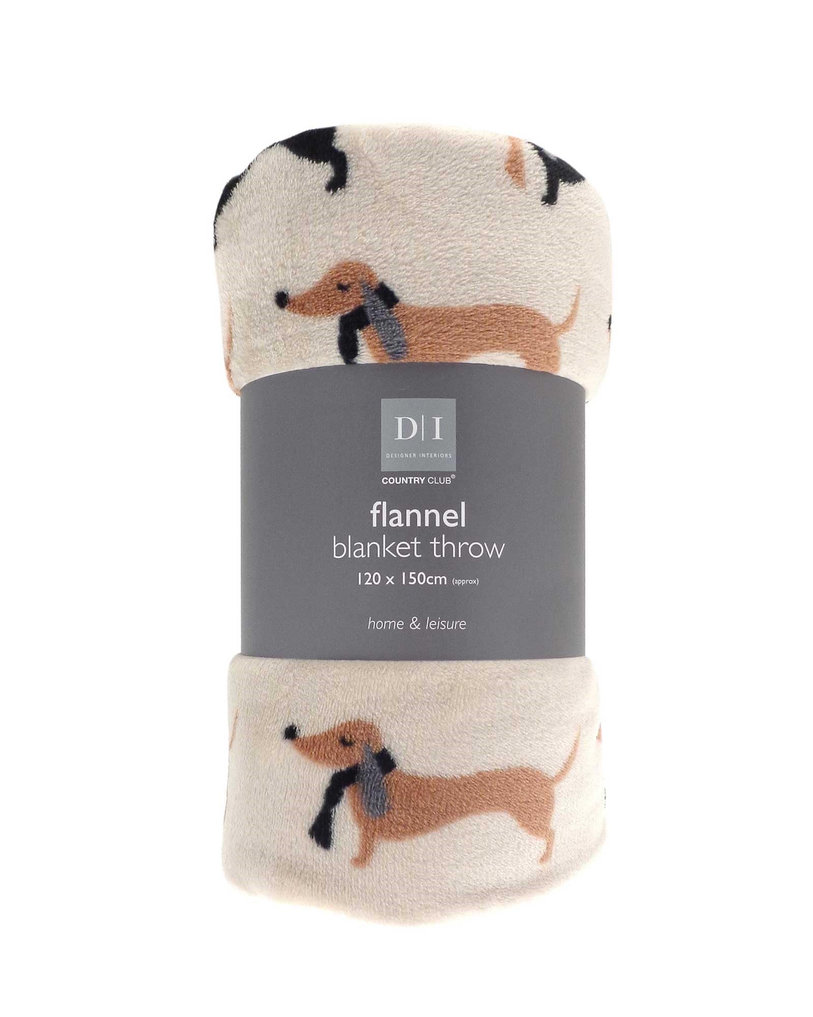 Gedruckte Flanelldecke/Kuscheldecke - Dackel/Wursthund Design (120 x 150 cm)
