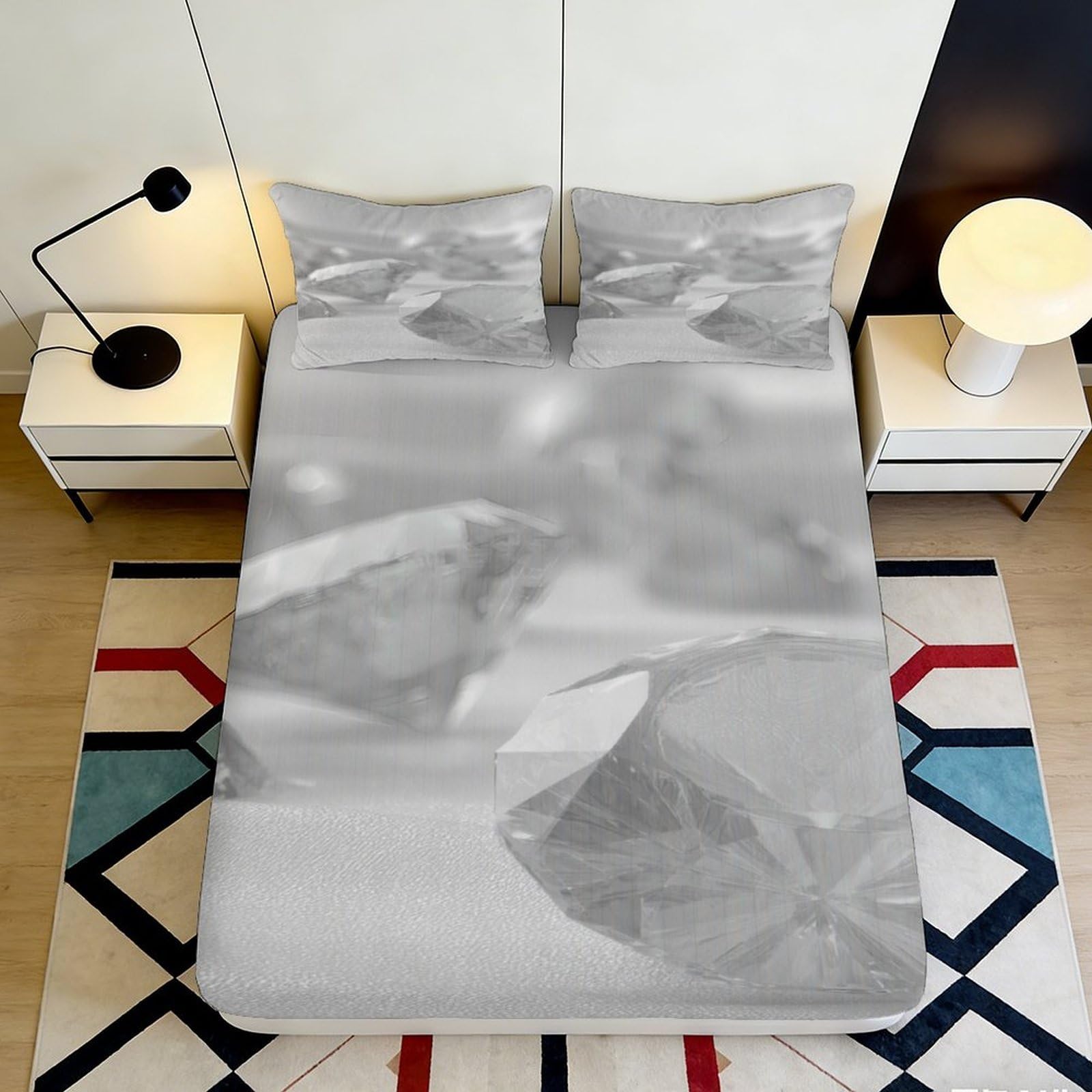 3D Printed Grey Leaf Fitted Sheet Microfiber Bedroom Non-Slip Deep Pocket Leaf Mattress Fitted Cover Full Wrap Washable for Adults Teens 200x200x25cm 90x200x25cm