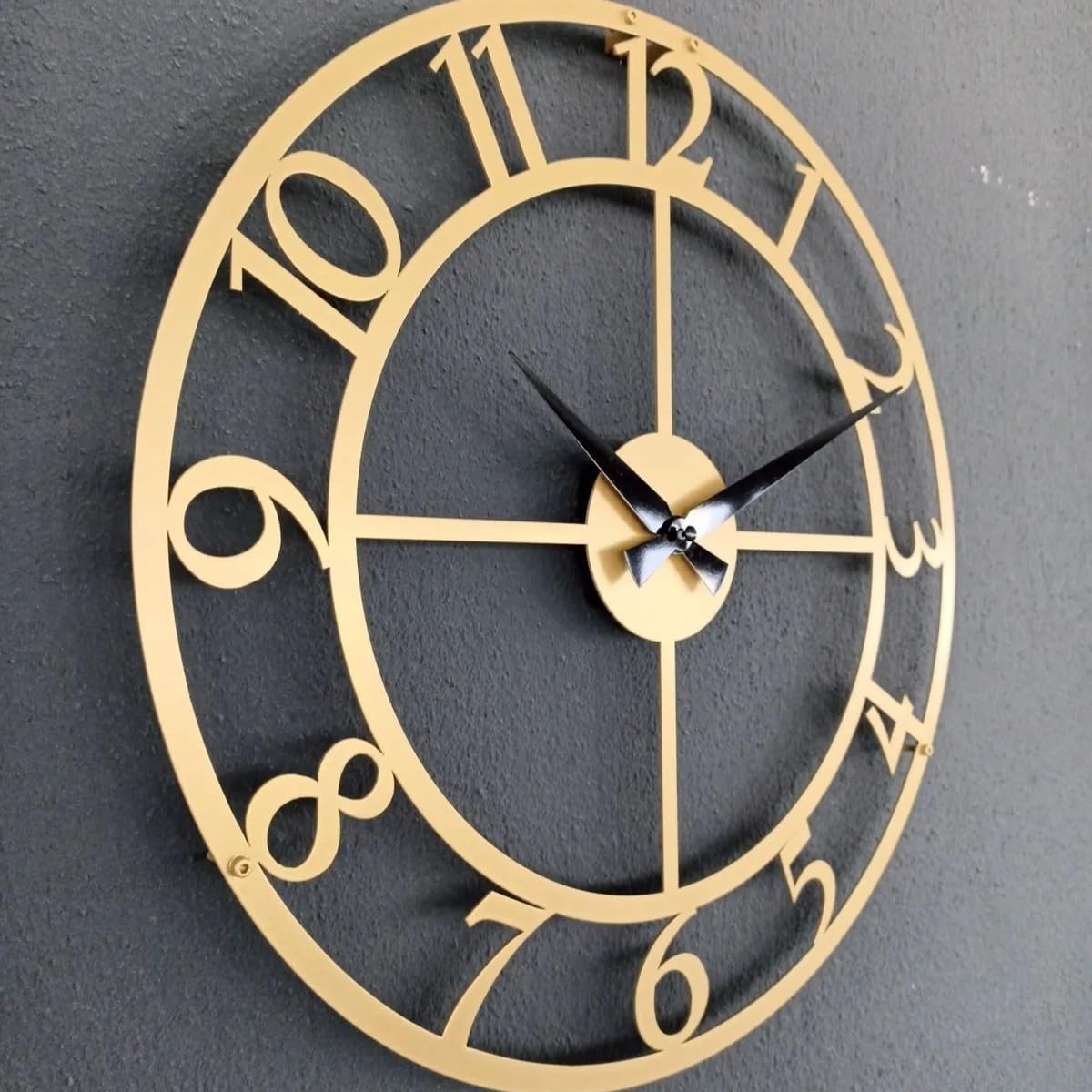 Numbers Metal Wall Clock – Modern Minimalist Design, Large Easy-to-Read Numerals, Silent Movement, Durable and Stylish Wall Decor for Home, Office, Living Room (Gold, 30