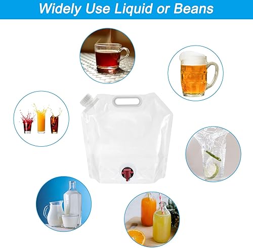 Miniatura 6 de PATIKIL Bolsa de contenedor de agua plegable de 1.3 galones con espita, contenedor de agua plegable de polietileno para camping, senderismo,