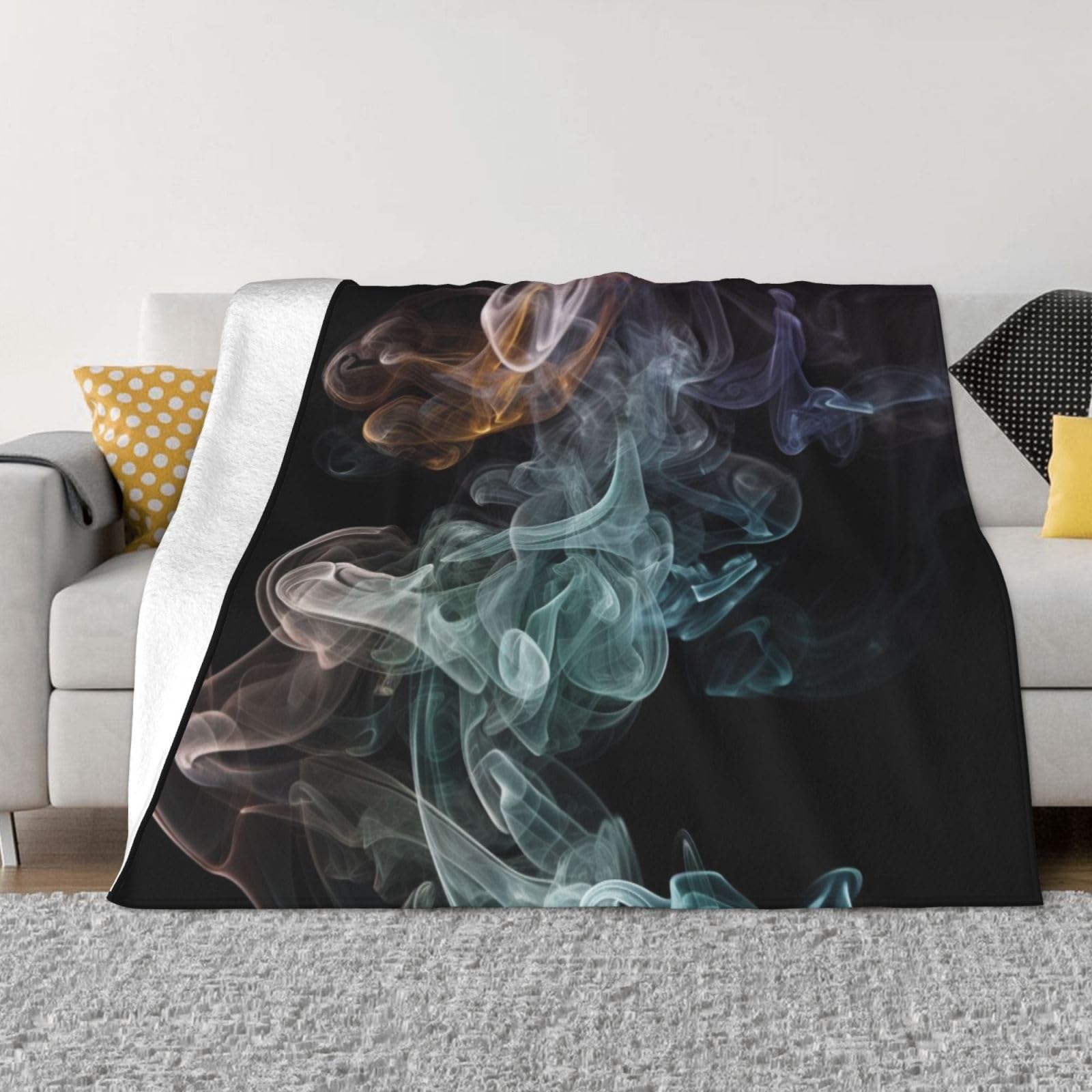 Couverture pour salon en microfibre ultra douce, grand plaid pelucheux 203x152 cm toutes saisons
