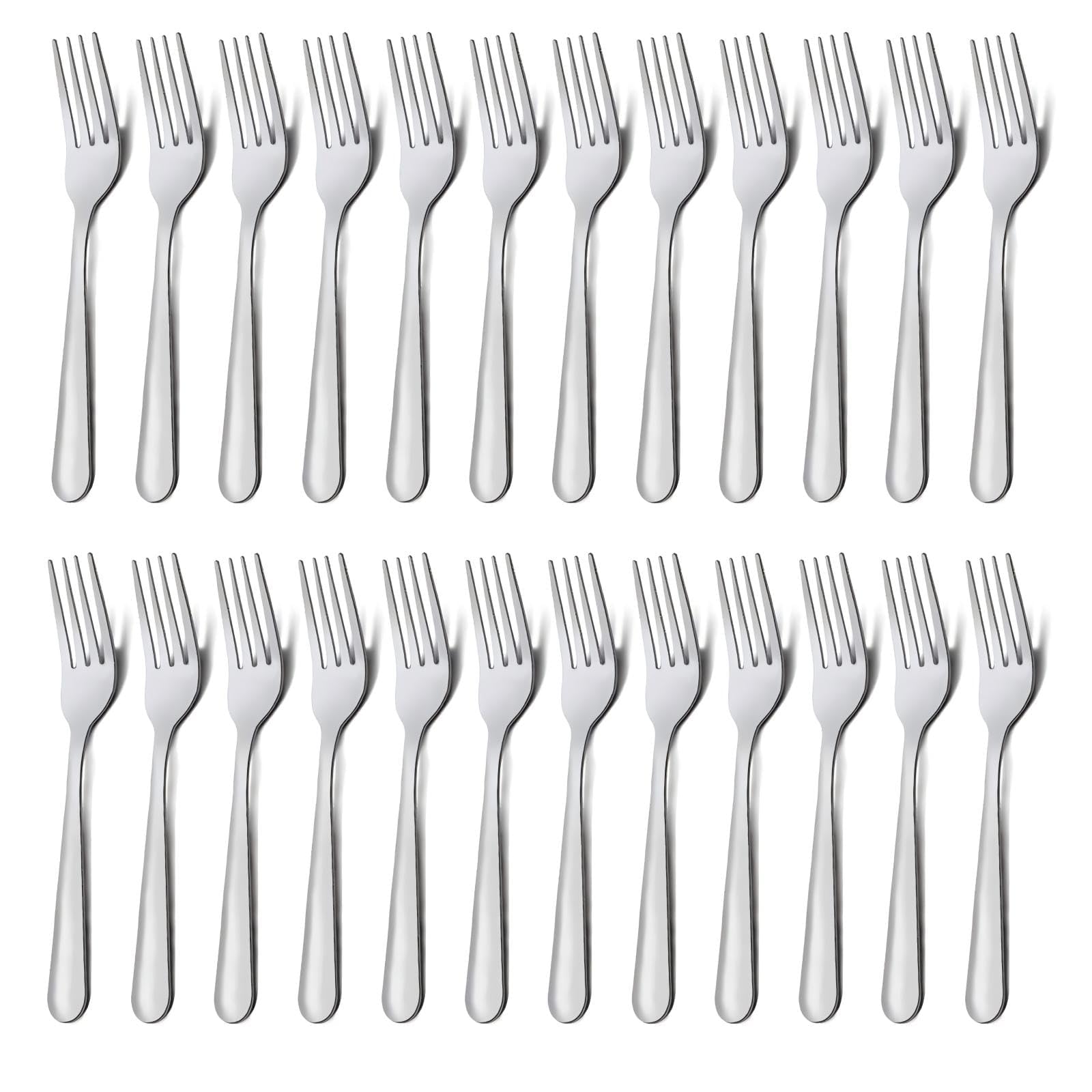 Unokit 24-Piece Stainless Steel Dinner Forks Silverware - 7.1 Inch Silver Dinner Forks Set of 24, Flatware Set for Home, Kitchen or Restaurant, Mirror Polished, Dishwasher Safe