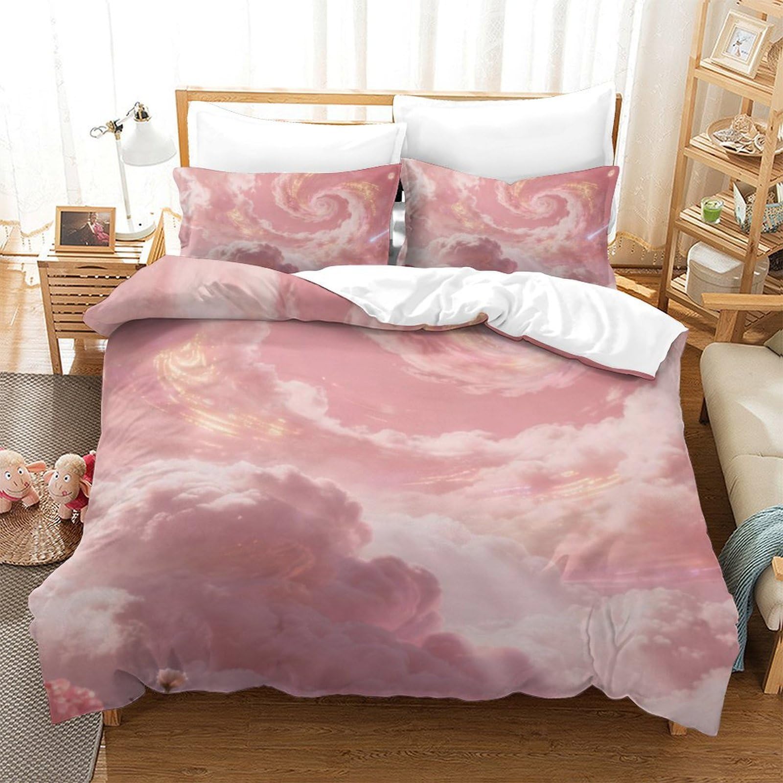 Linge de lit nuage rose 140x200cm, l'idée cadeau idéale pour jeunes