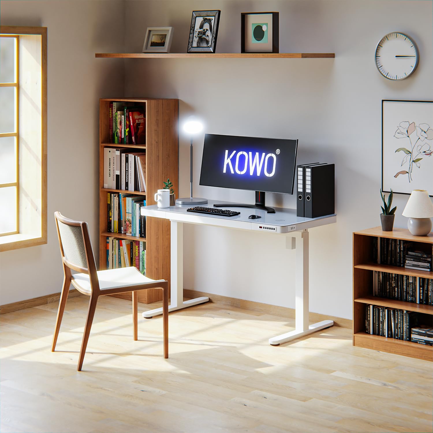Amazon | KOWO 電動昇降デスク 【引き出し付き】 幅120cm×奥行60cm