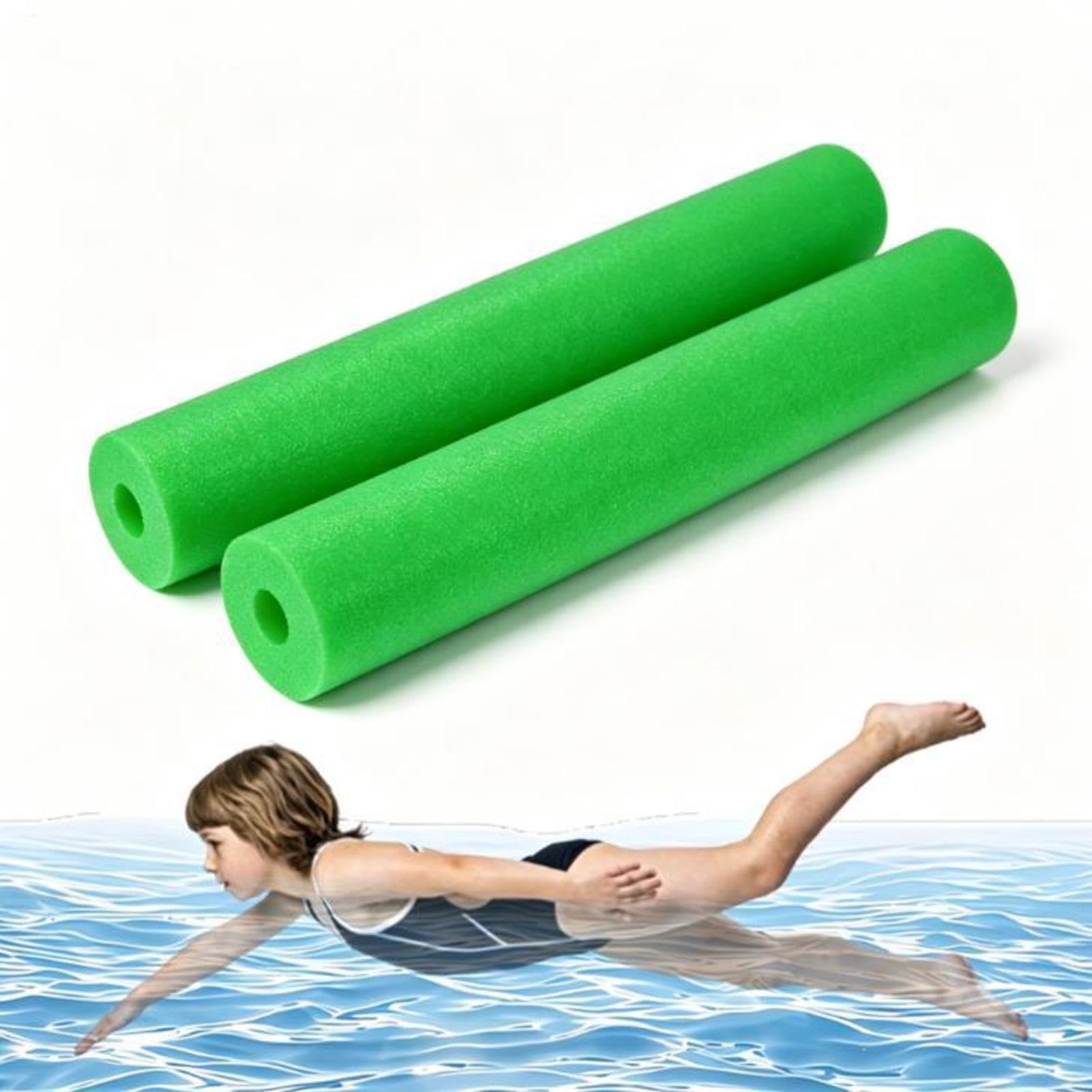 2pcs Floating Pool Noodles Soft Foam Hollow Colourful Swimming Sticks