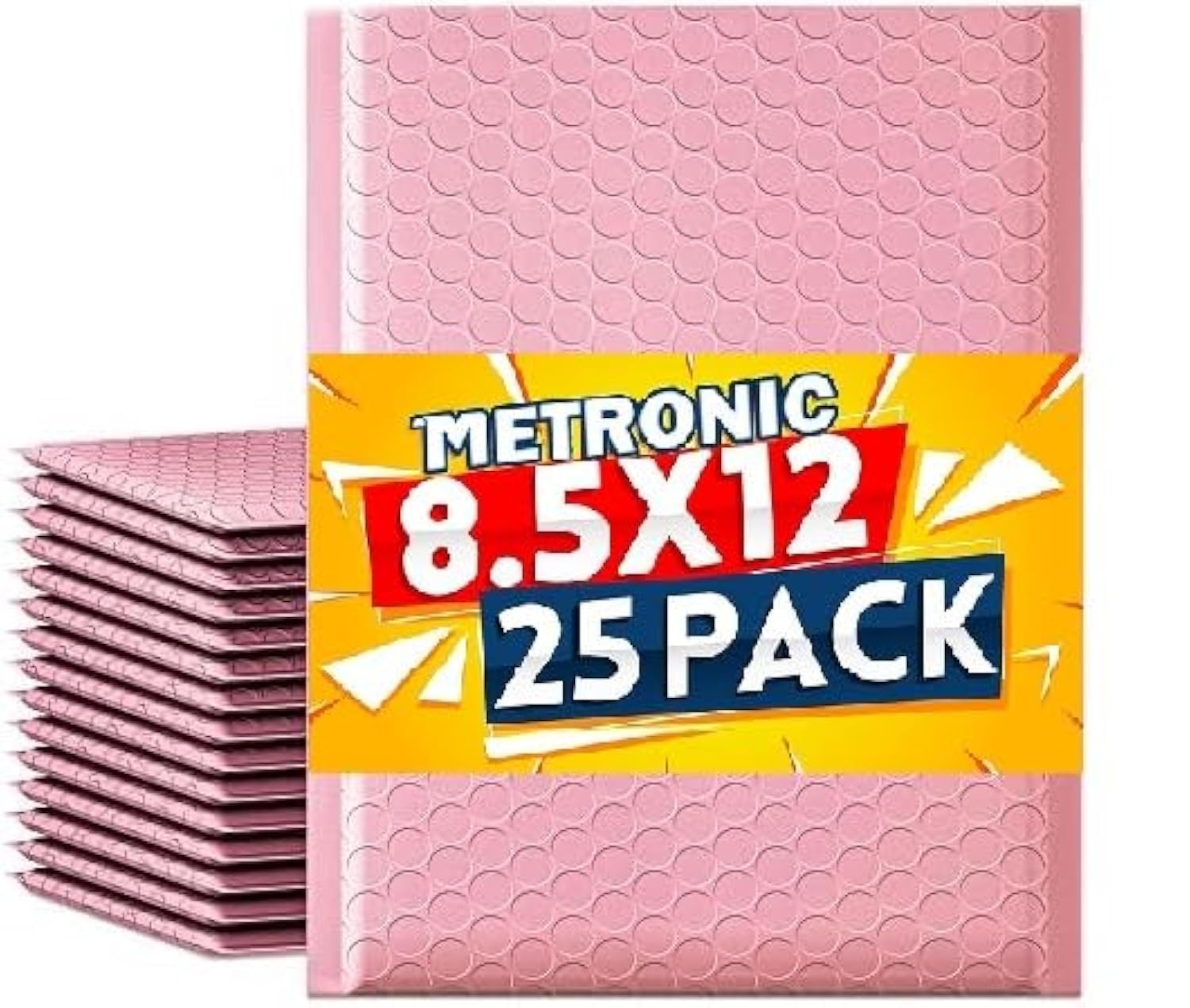 Metronic Bubble Mailers 8.5x11 Inch 25 Pack Light Pink Padded Envelopes Waterproof Bubble Mailer for Decorations Packaging, Small Business, Boutique, Packaging