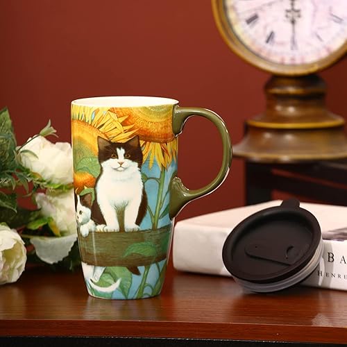 Miniatura 10 de Topadorn Taza de cerámica con tapa y asa, taza de café alta de 17 onzas para el hogar, fiesta y cumpleaños, Just Believe