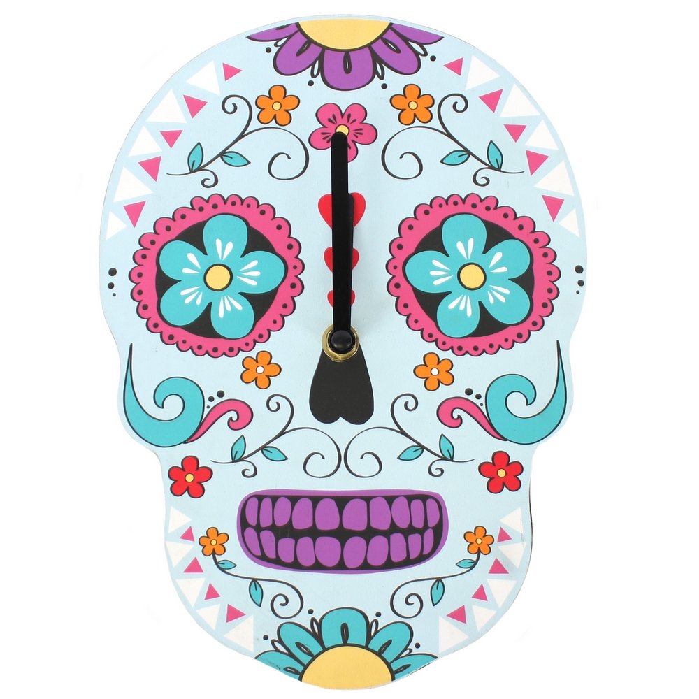 Jones Home And Gift Pink Something Different Candy Skull Clock,