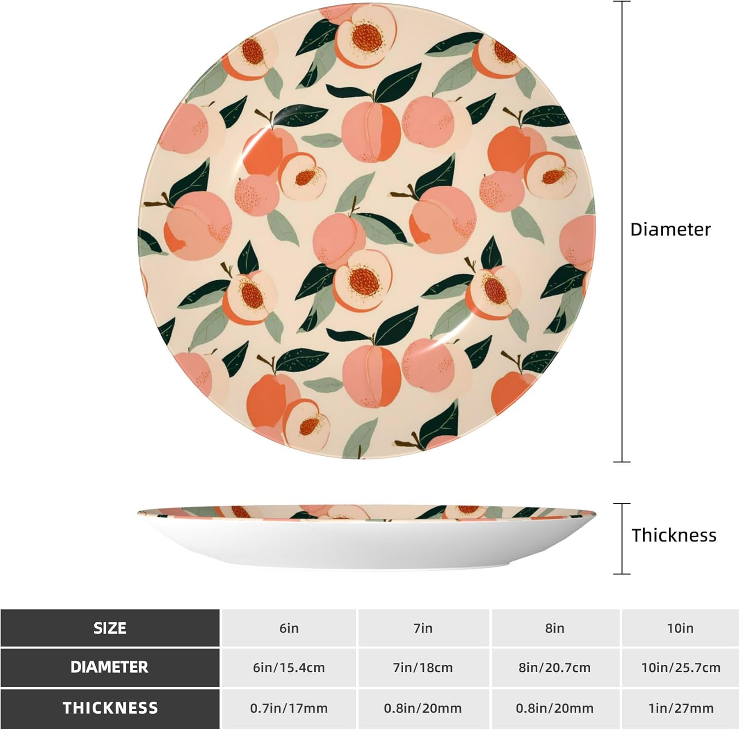 Decorative Plate Ceramic Plate for Wall Hanging 10in Accent Plate for Office Living Room Hallway Table Decor - Peaches 3