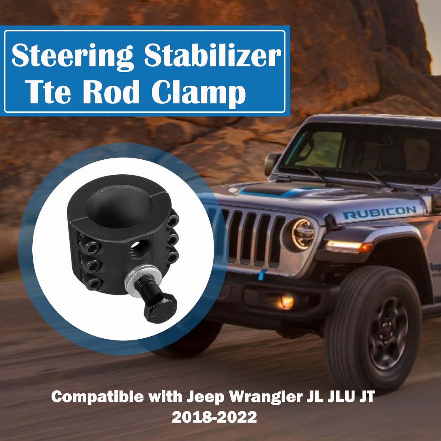 4050-63 Steering Stabilizer Tie Rod Clamp Fits for Jeep Wrangler JL JLU Gladiator JT 1-5/8" Dia(OEM Tie Rod))
