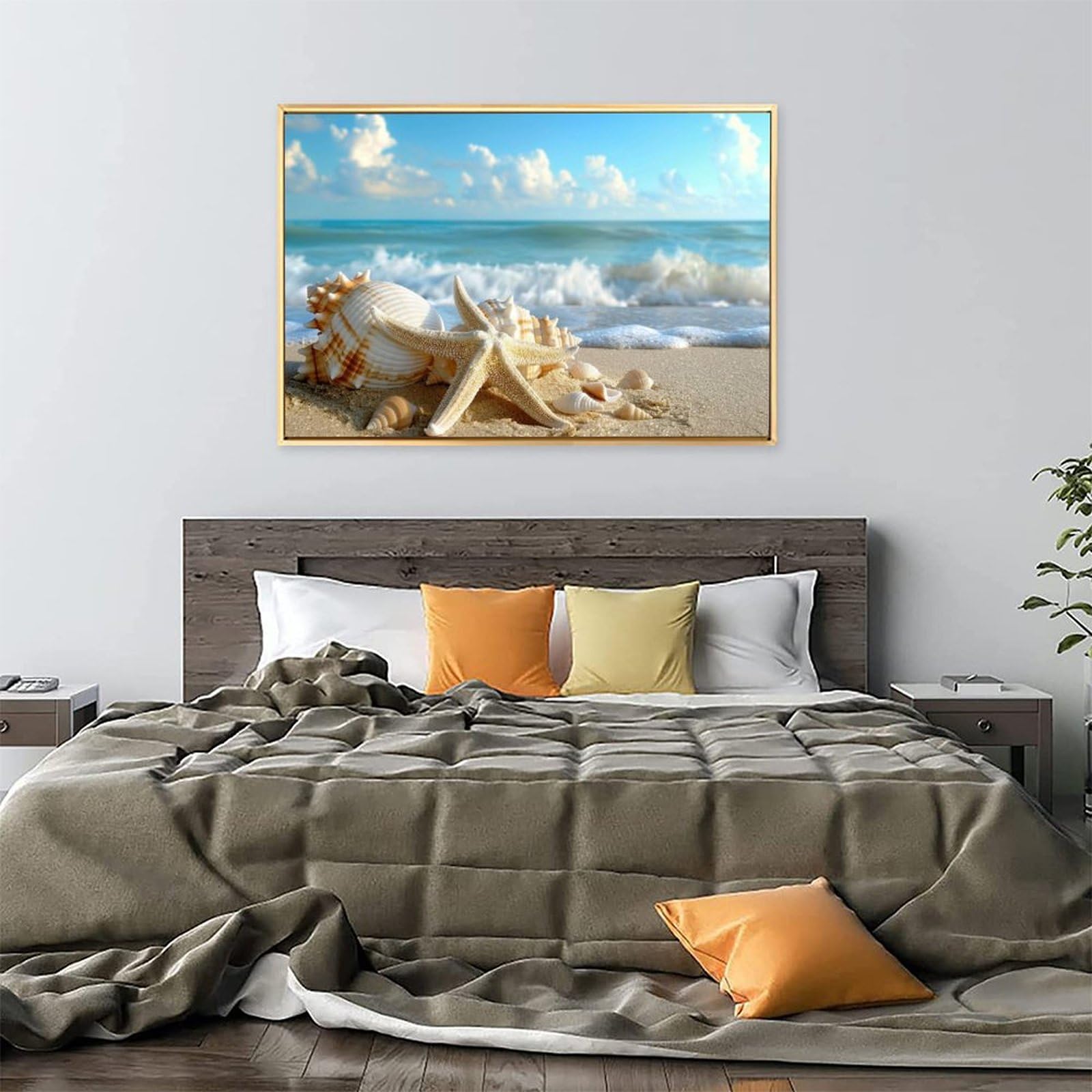 Amazon.co.jp: 絵画 浜辺の貝殻インテリア 絵画 美しい海の景色アート 