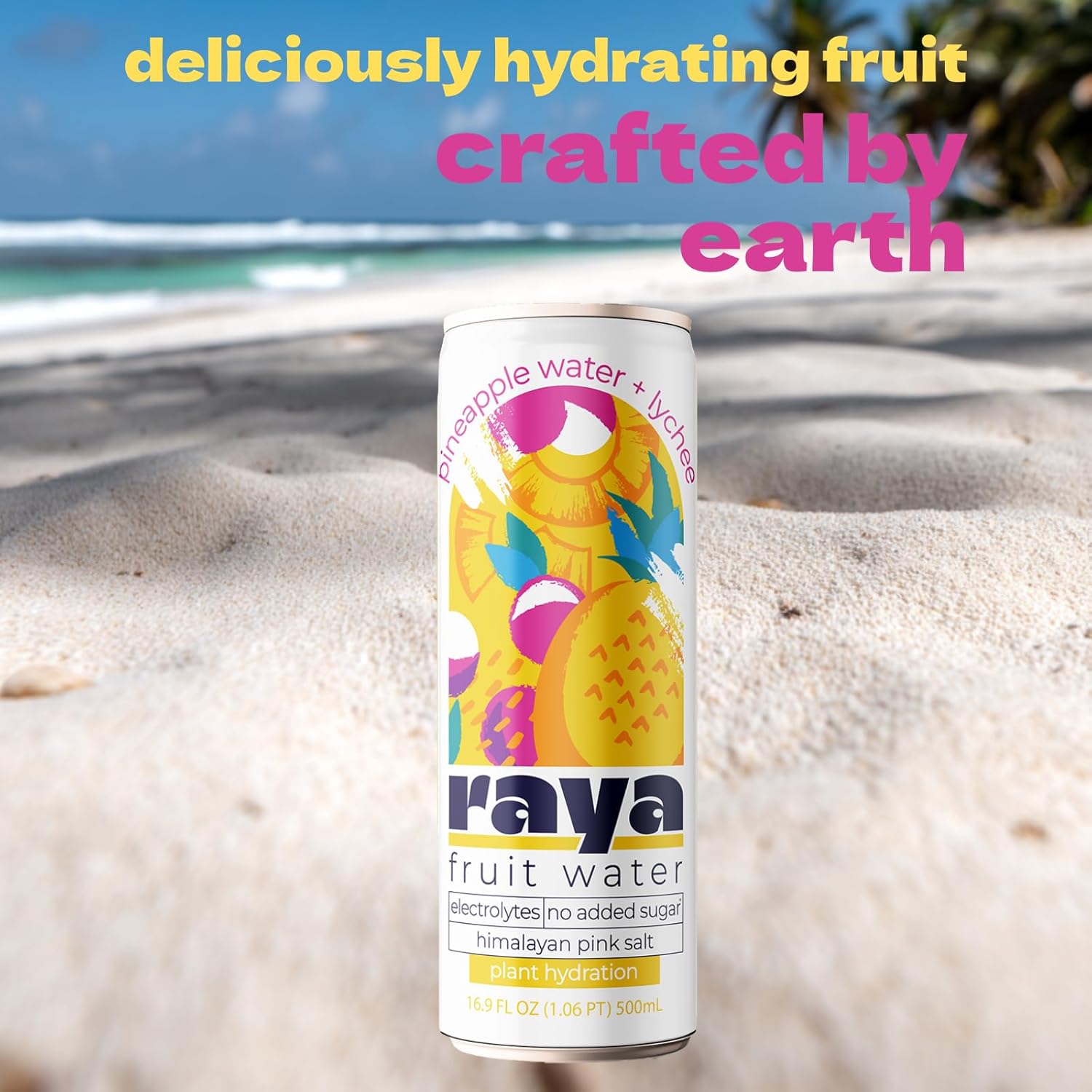 Raya Fruit Water, Pineapple + Lychee, 16.9 fl oz (12-Pack) – 55% Juice, No Added Sugar, Rich in Vitamin C & Electrolytes, Non-Carbonated Plant-Based Hydration