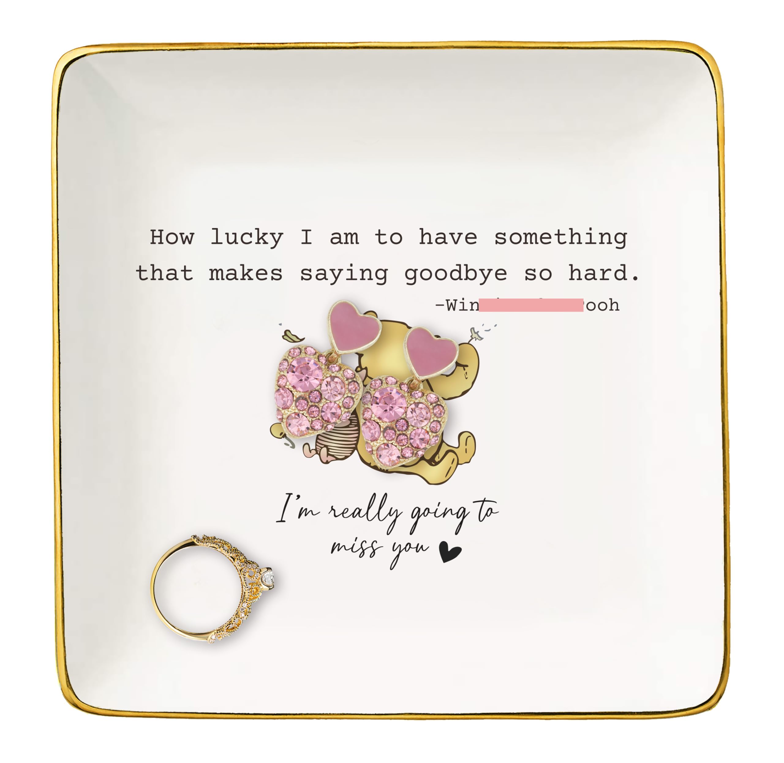 NZY Neighbors Moving Gift,Best Friends Leaving Gift,Colleague Coworker Going Away,New Job,Farewell,Promotion,Retirement Present-Ceramic Jewelry Tray