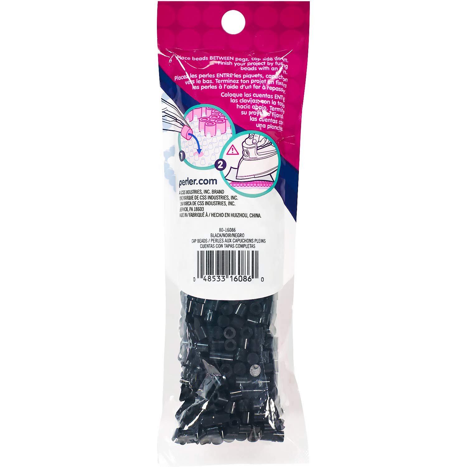 Perler Solid-Top Caps Fuse Beads, Black, 750pcs