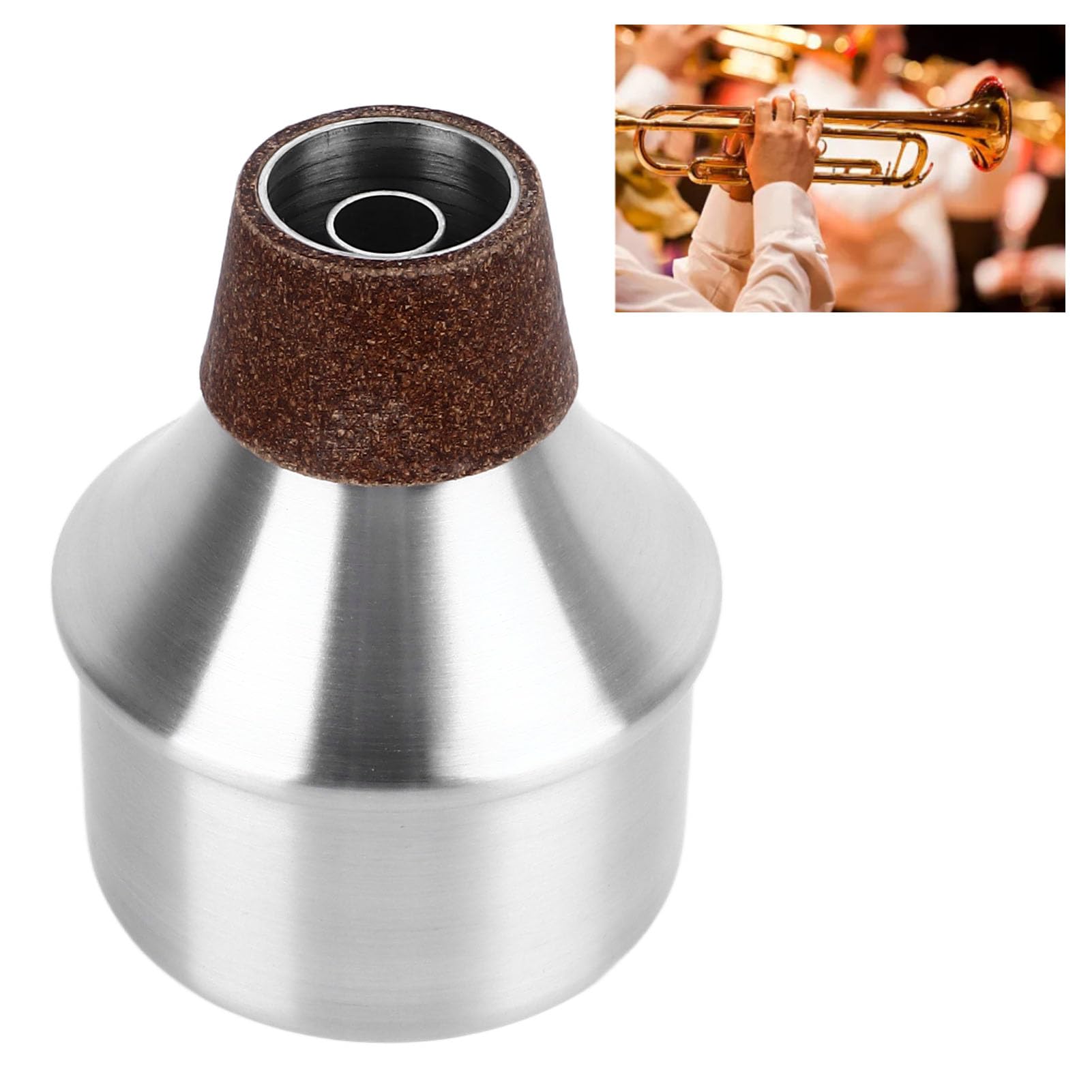 RiToEasysports Silenciador de Trompeta, Silenciador de Práctica de Trompeta de Aleación de Aluminio con Corcho para Interpretación Sinfónica Orquestal de Jazz (SILVER)