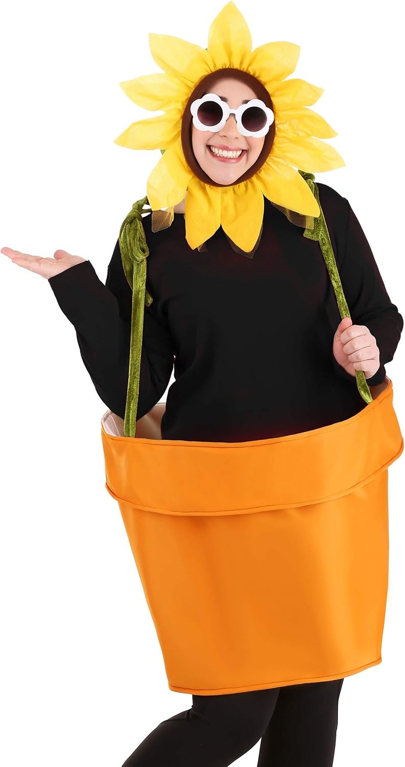 Plus Size Flower Pot Costume for Adults - Plant, Floral, Garden Themed Outfit for Halloween, Dress Up, & Plays