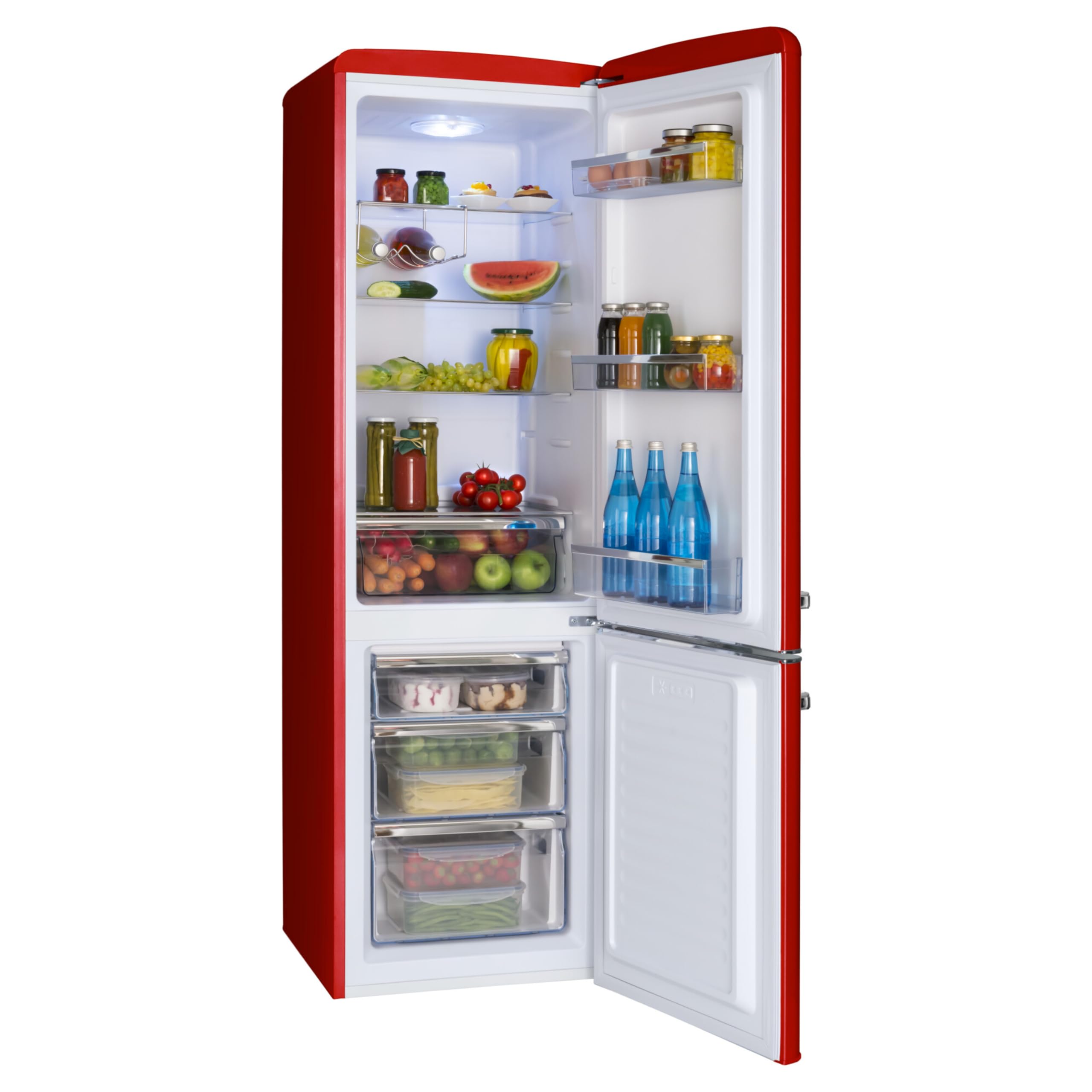 Amica Réfrigérateur combiné rétro 244 L 181 x 55 x 62 cm Rouge Éclairage LED