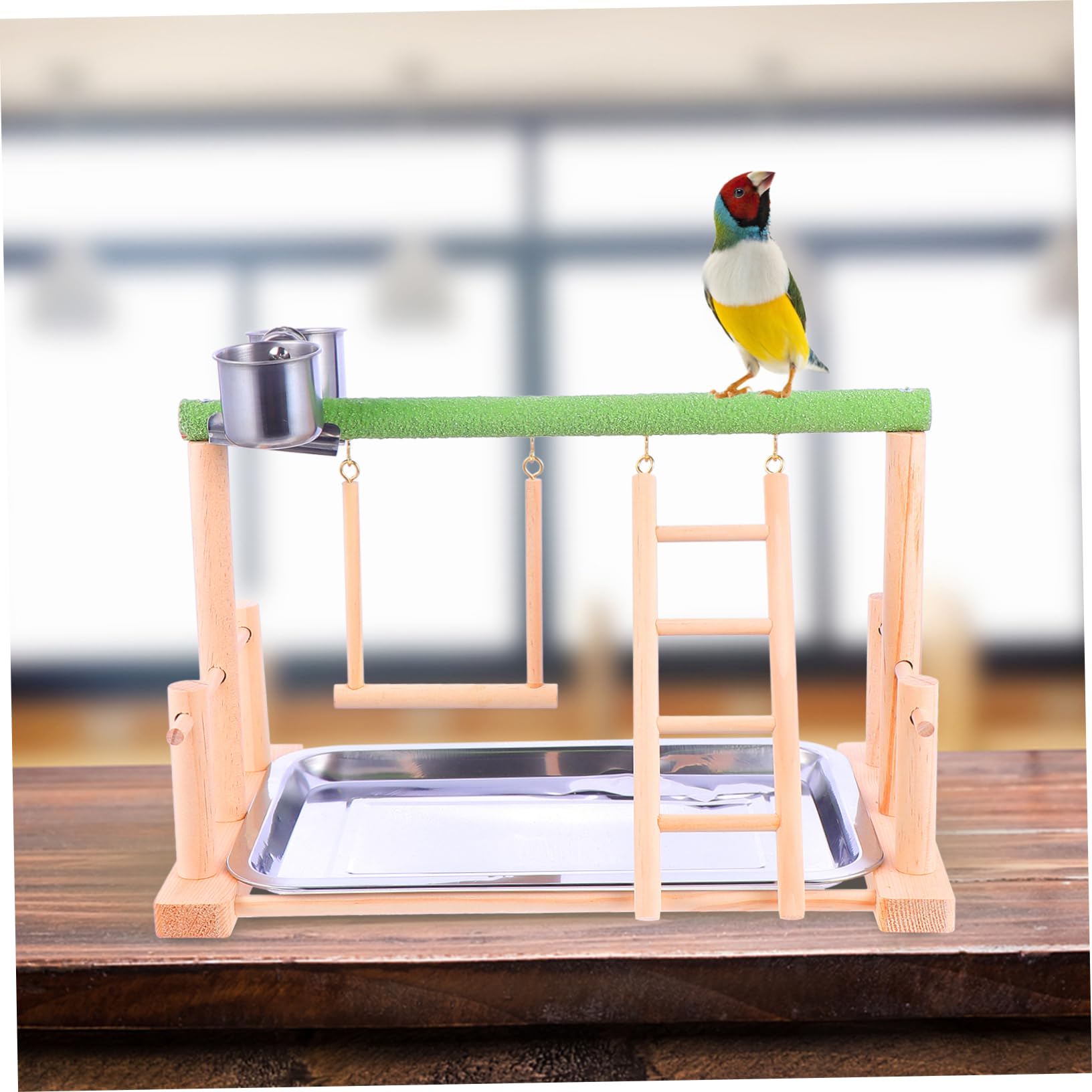 Kisangel Plataforma De Juguetes para Pájaros Soporte Colgante De Madera Juguete para Pájaros Soporte para Suministros para Mascotas
