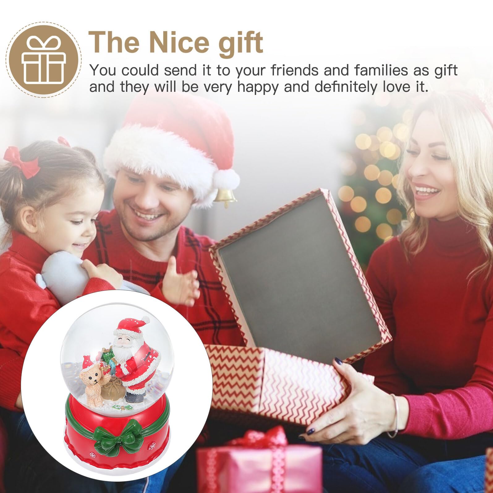 BESPORTBLE Carillon Natalizio a Sfera di Cristallo Luminosa Babbo Natale Decorazione Musicale Natalizia per Atmosfera Festiva e Regalo Accessorio Fotografico per Momenti in Famiglia