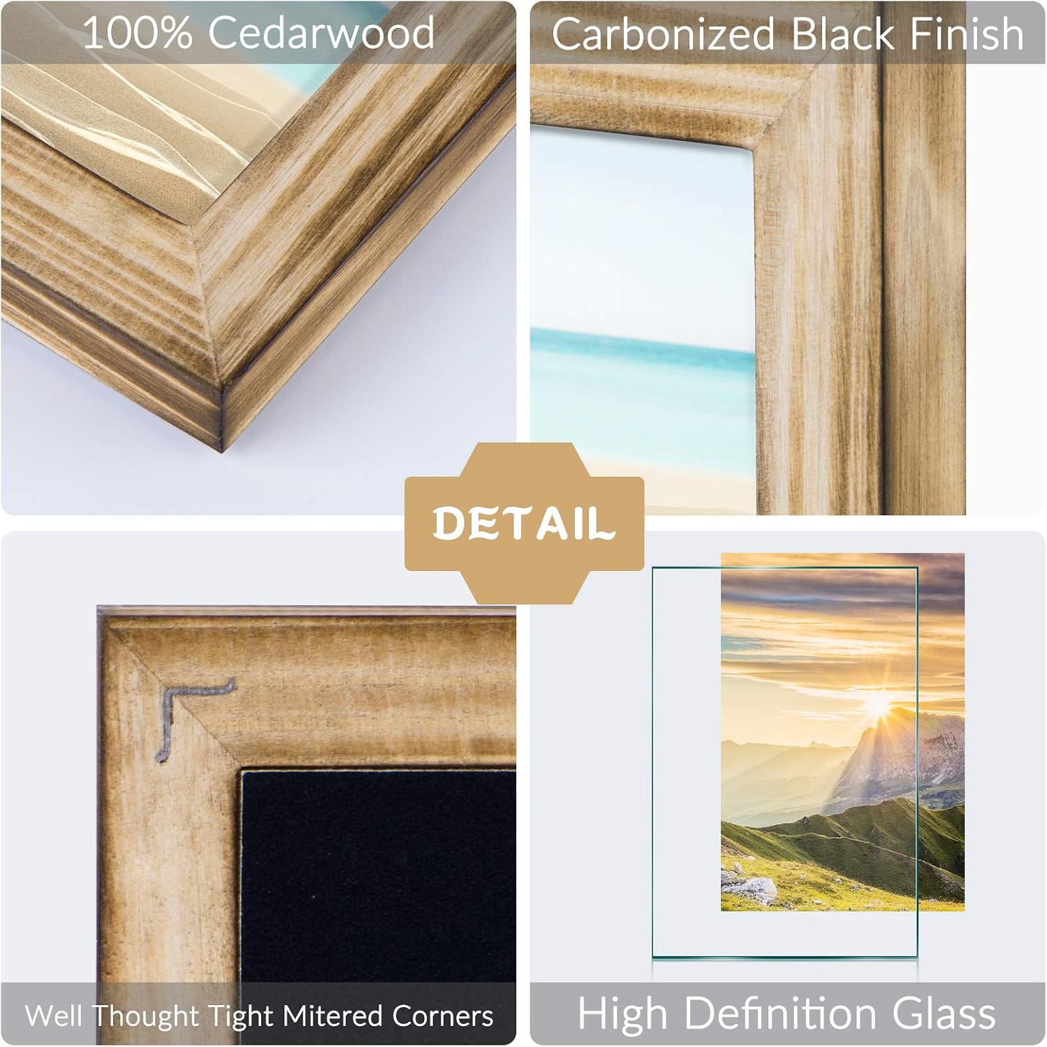 SZQINJI 8x10 Picture Frame 2 Pack Photo Display Rustic Solid Wood with HD Glass for Desktop and Wall Hanging Carbonized Black