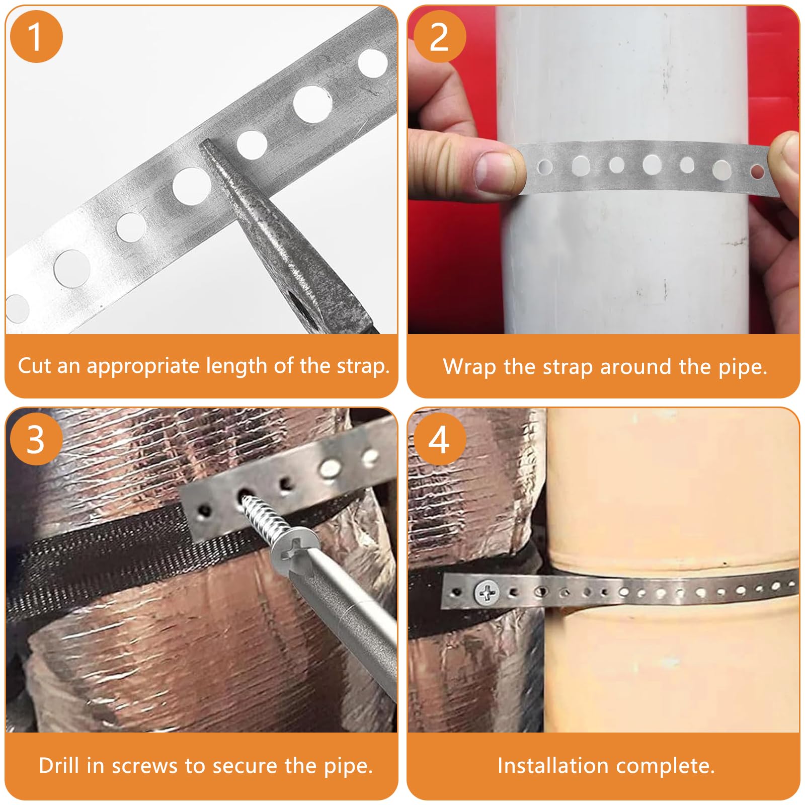 Galvanised Steel Band Metal Fixing Strap with Perforated Holes, 3/4 Inch*10FT, Builders Fence Brackets Fixing Banding Ties - Image 3
