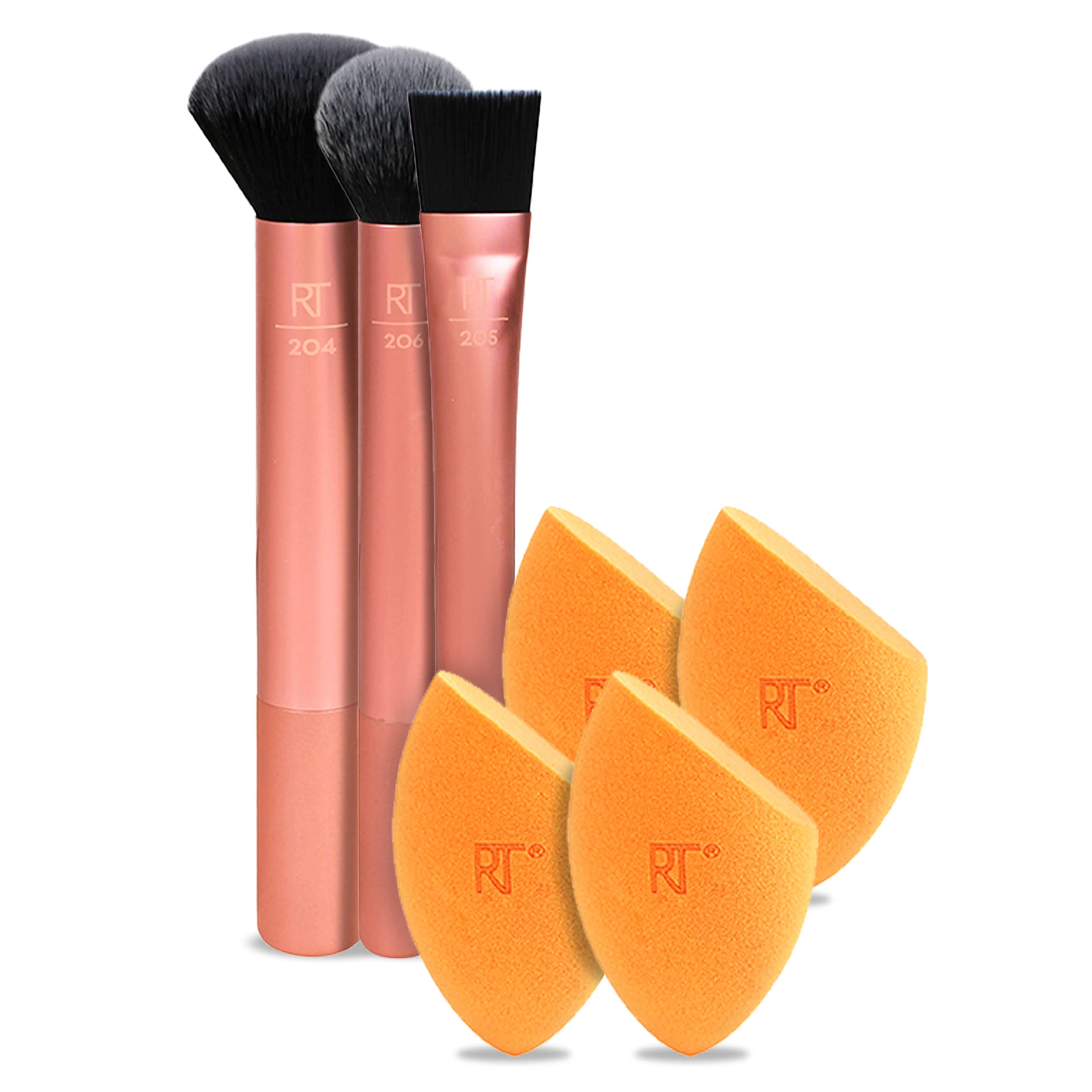 REAL TECHNIQUES Flawless Base Makeup Brush Set with 4 Miracle Complexion Sponge Blender, 7 Piece