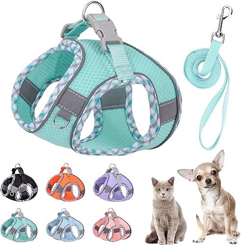 Lindo arnés a cuadros para perros pequeños, de malla suave, arnés y correa para perros pequeños, arnés y correa para perros pequeños, chaleco para