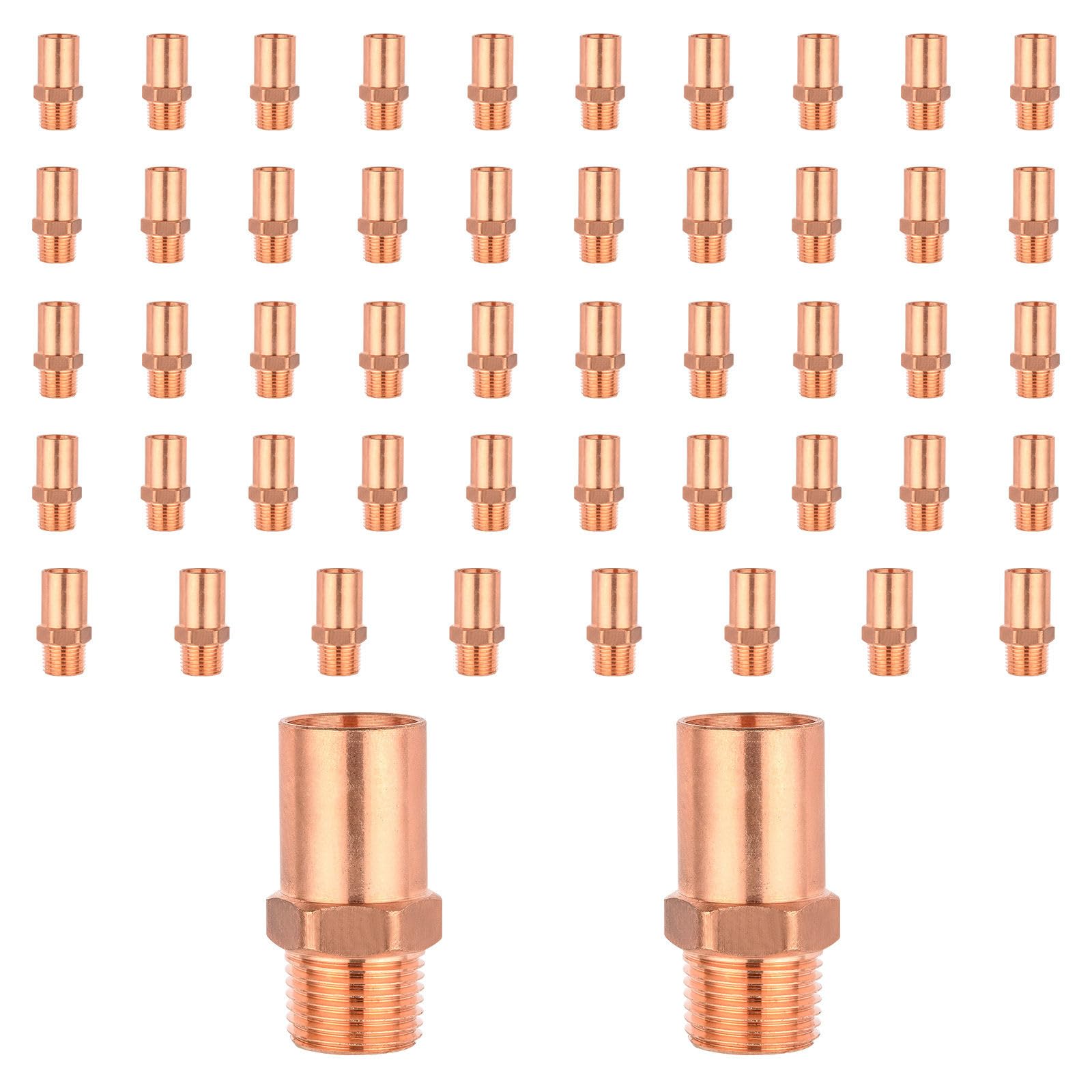 Paquete de 50 Unidades de Tornillos Macho de Cobre para Calle, 1" FTG x 3/4" MPT, Rosca Macho NPT para fontanería.