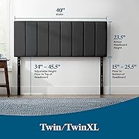 Vista 85 de LUCID - Cabecera tapizada de altura media, capitoné de diamantes, acolchado poliéster, altura ajustable 34 a 46 in, fácil montaje compatible