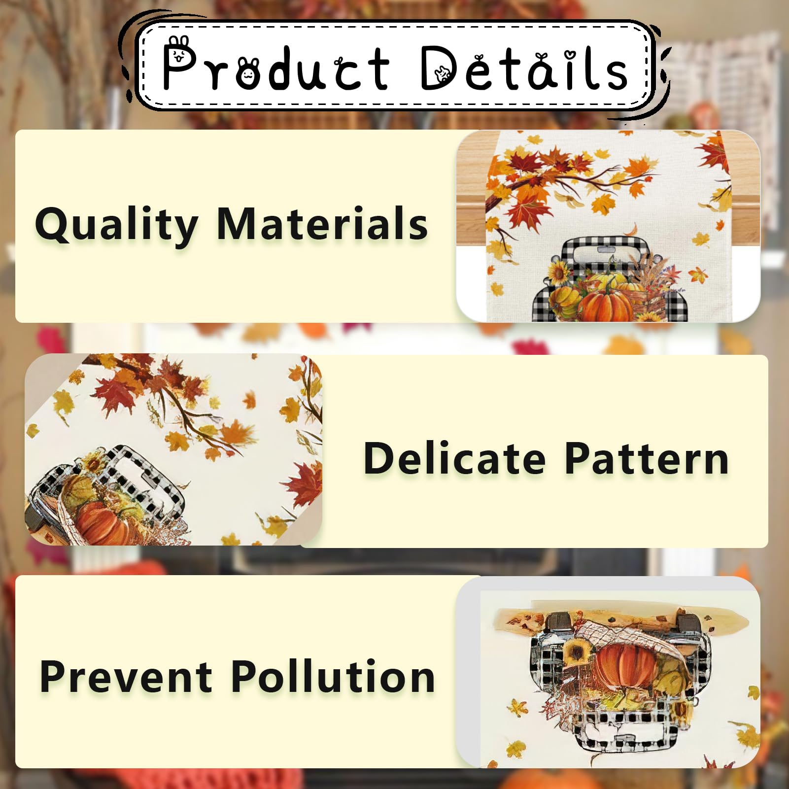 Shinybox Chemin De Table D'automne Toile De Jute Automne Decor En Feuille D'érable Pour L'intérieur Et L'extérieur 183x33cm