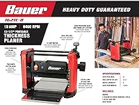 Vista 3 de Cepilladora de espesor portátil de 15 amperios y 12-1/2 pulgadas (asas de madera de 12-1/2 pulgadas de ancho a 6 pulgadas de grosor), Bauer E-B