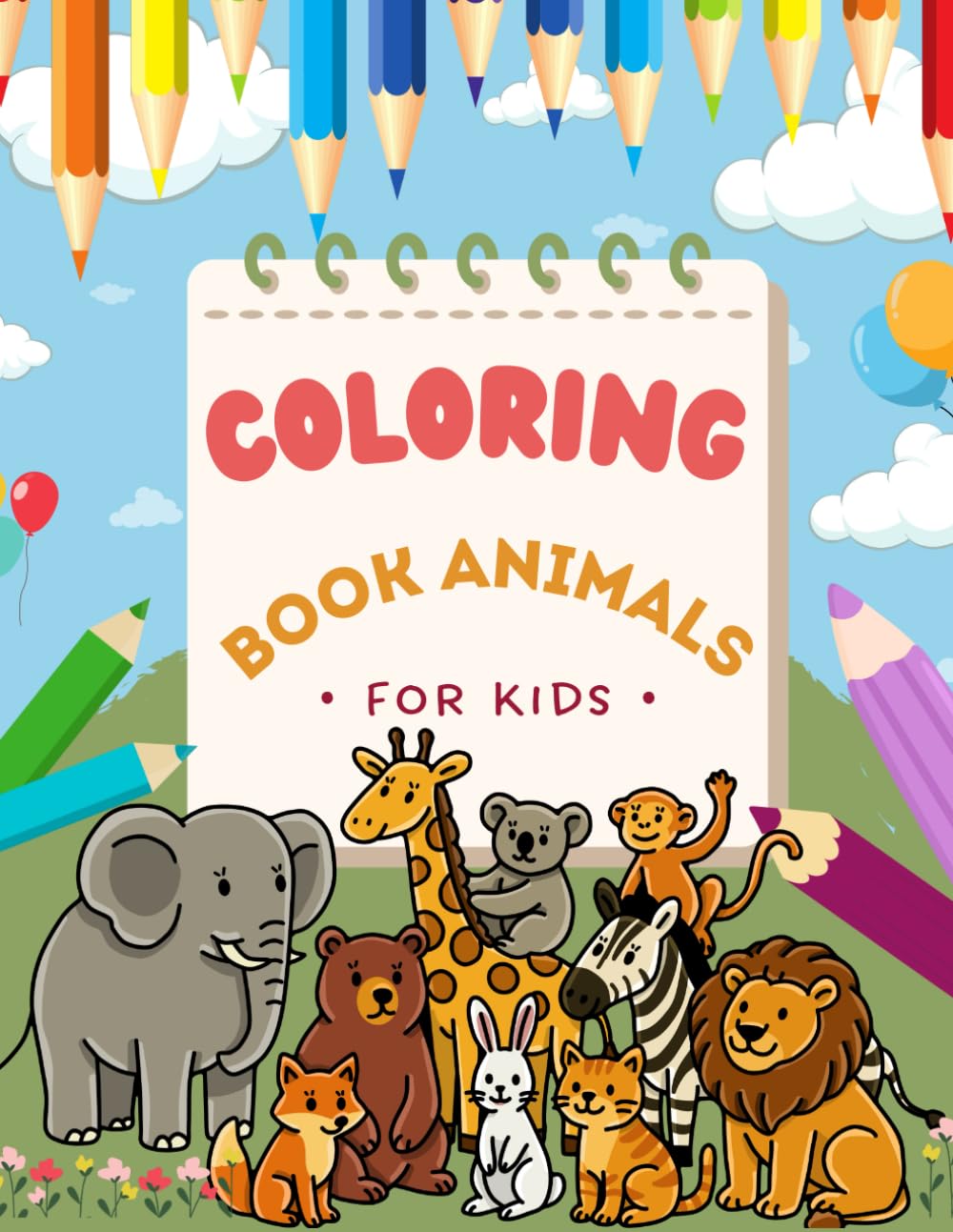 Animals Coloring Book for Kids — 24 Cute and Easy Animal Coloring Pages for Boys & Girls — 8.5 x 11 — 24 pages