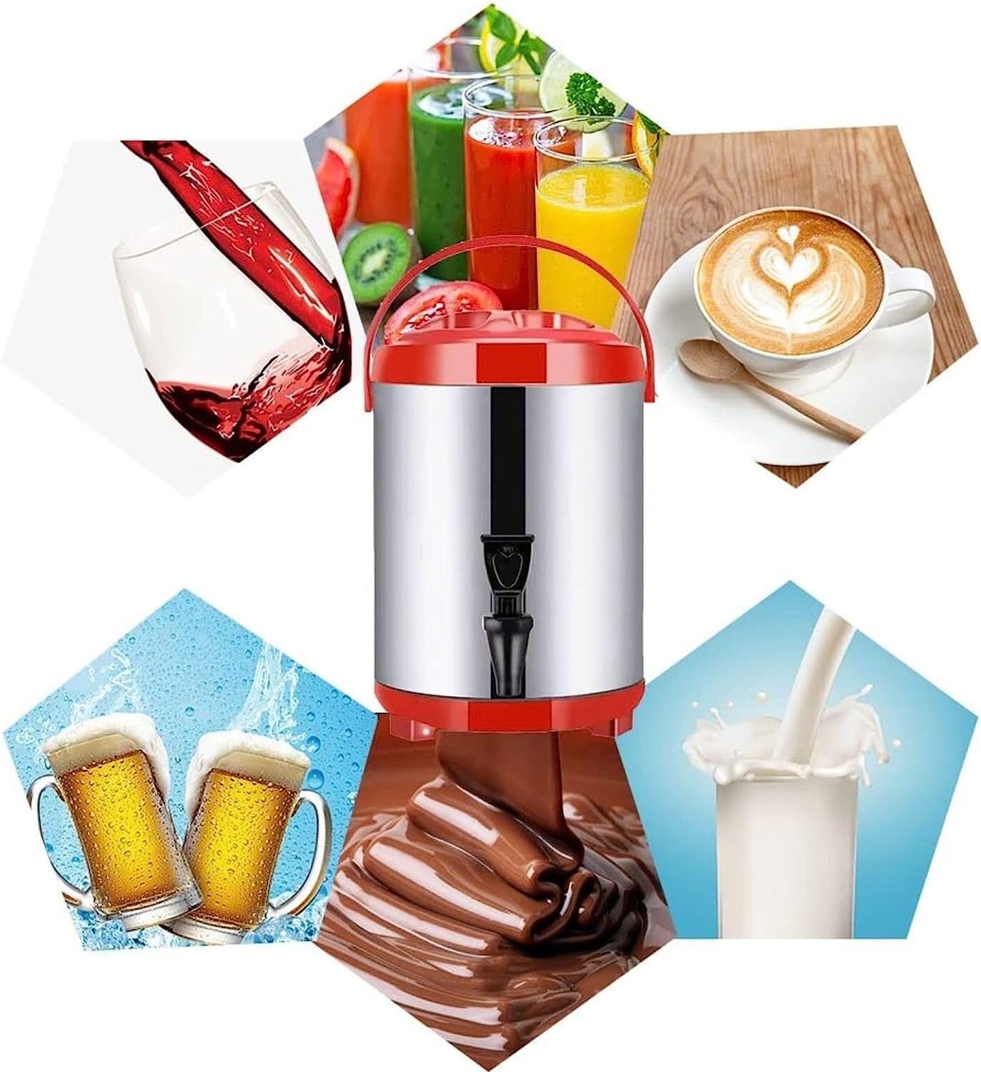 Dispensador de agua caliente con grifo, termo de acero inoxidable para catering, hervidor de agua con termostato de 6 l/8 l/10 l/12 l, termo de café comercial con barril aislado, aislado durante 10