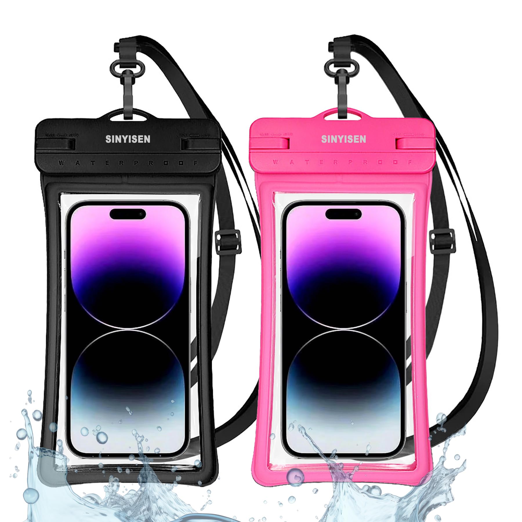 Sinyisen Waterproof Phone Pouch Case with Lanyard,IPX8 Floating Phone Dry Bag,Cell Phone Waterproof Pouch for iPhone 15 Pro Max 14 13 12 Galaxy S24